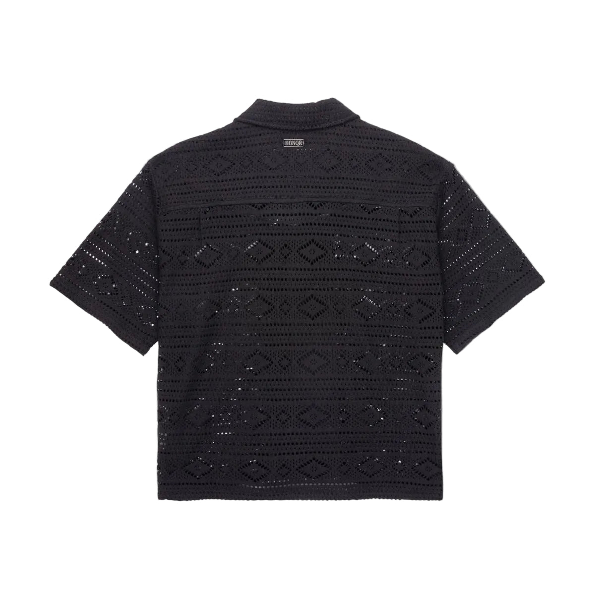 Pointelle Crochet Camp Collar - Black