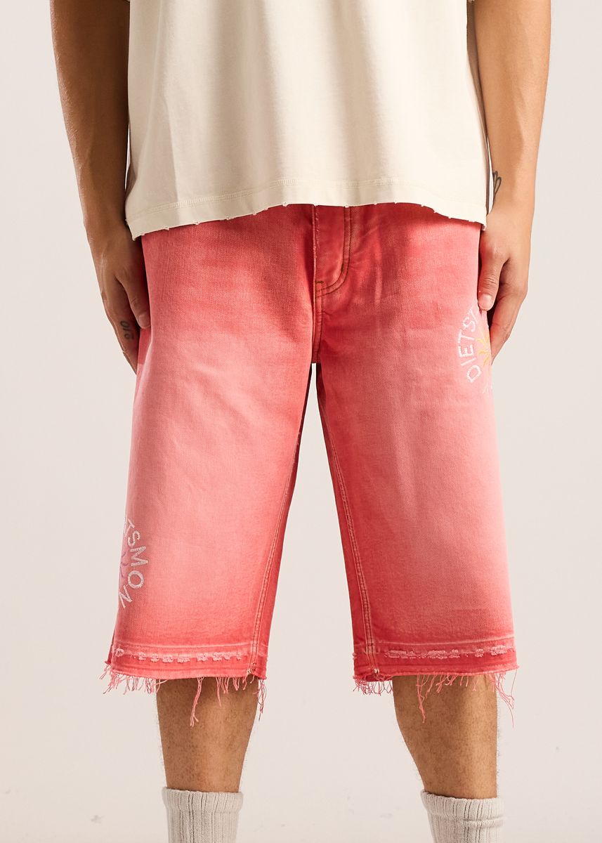 Sol Denim Shorts - Washed Red