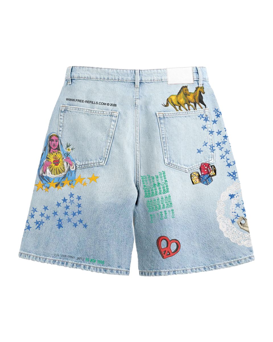 Collage Shorts - Light Blue