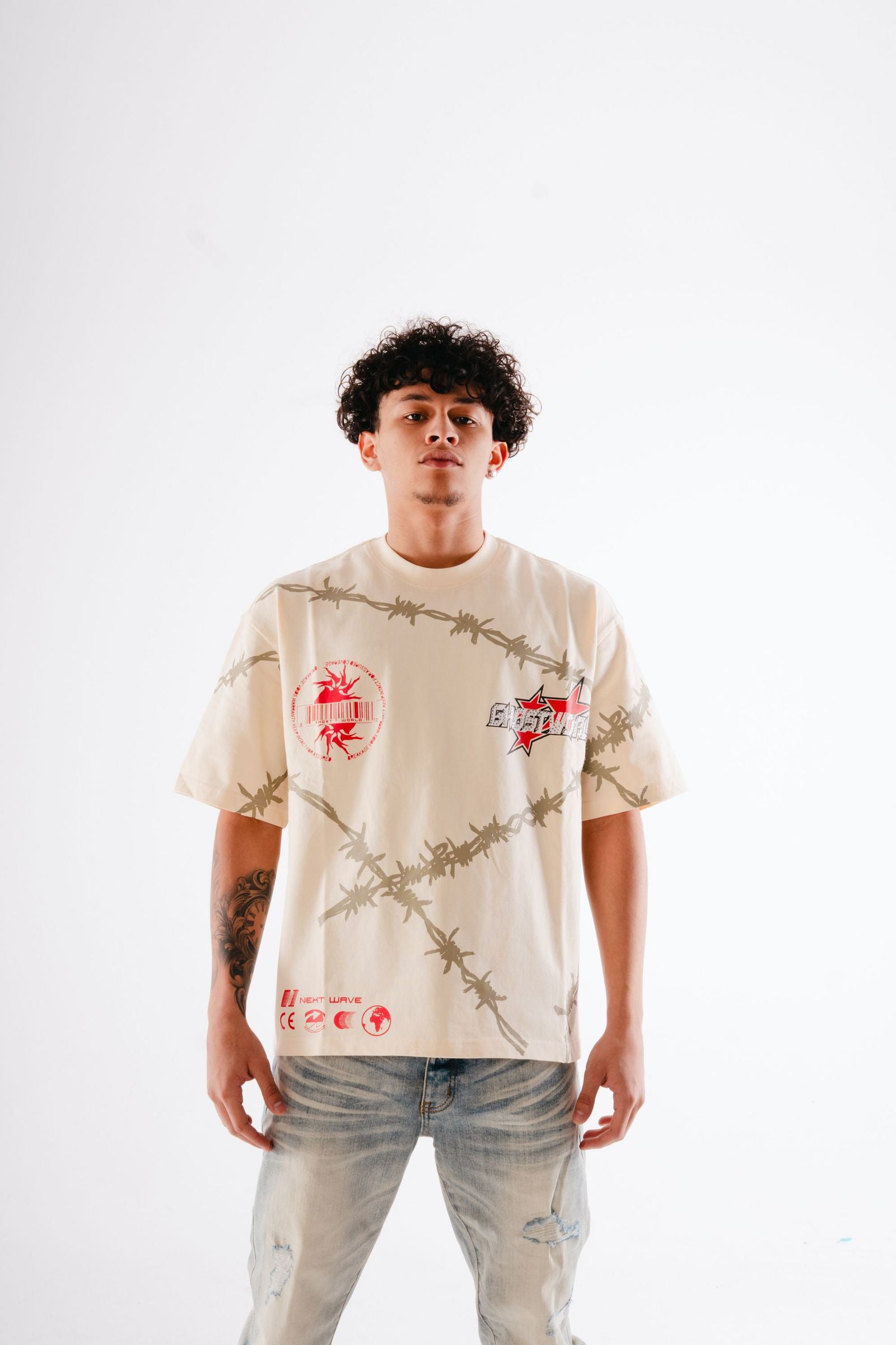 Barbed Wire T-Shirt - Bone