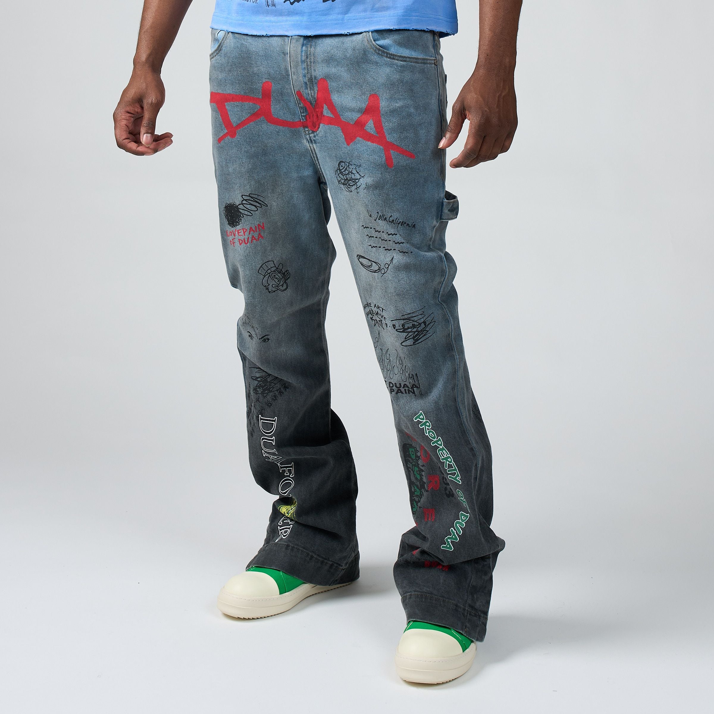 Artica Flare Denim - Light Wash Black Fade