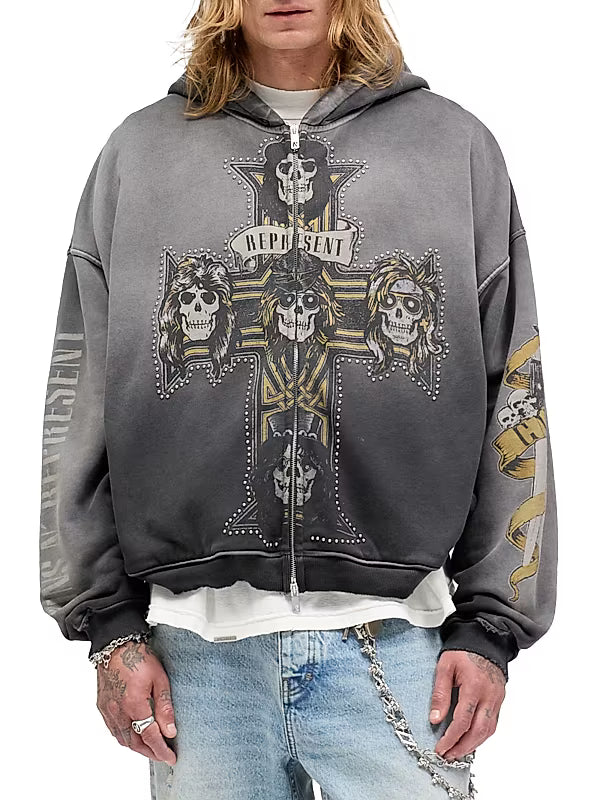 Guns N' Roses Zip Hoodie - Stained Black