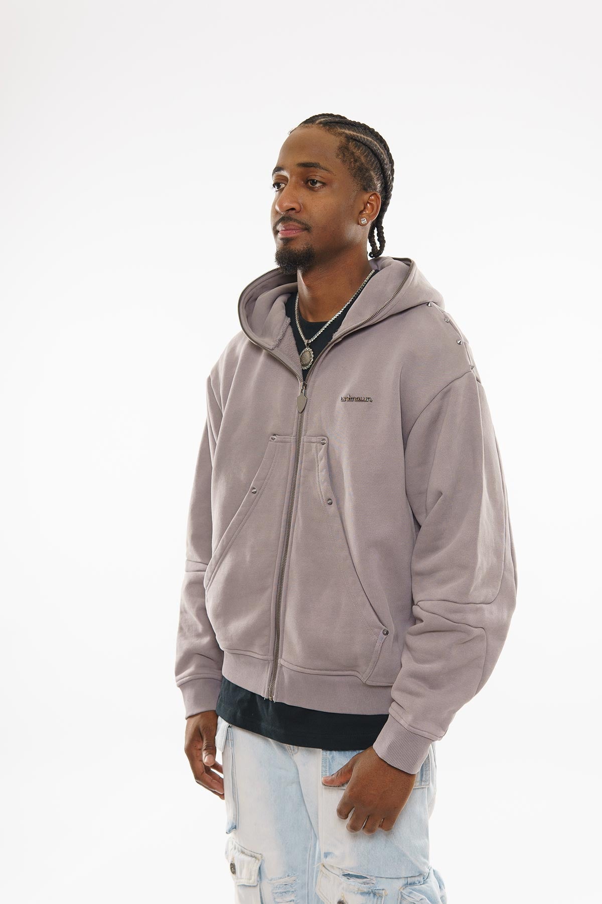 Unknown garment dyed full-zip hoodie