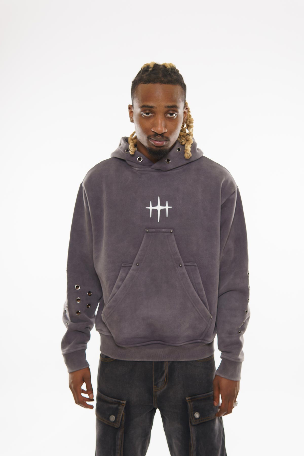 Unknown washed effect pullover hoodie