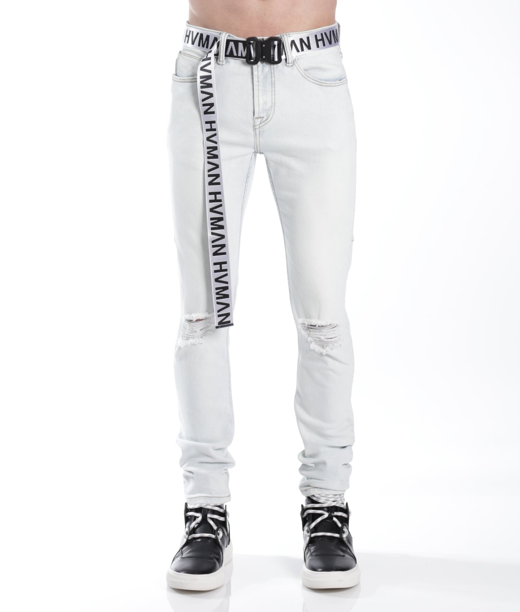 STRAT SUPER SKINNY FIT JEAN w/WHITE BELT IN ZEPHYR