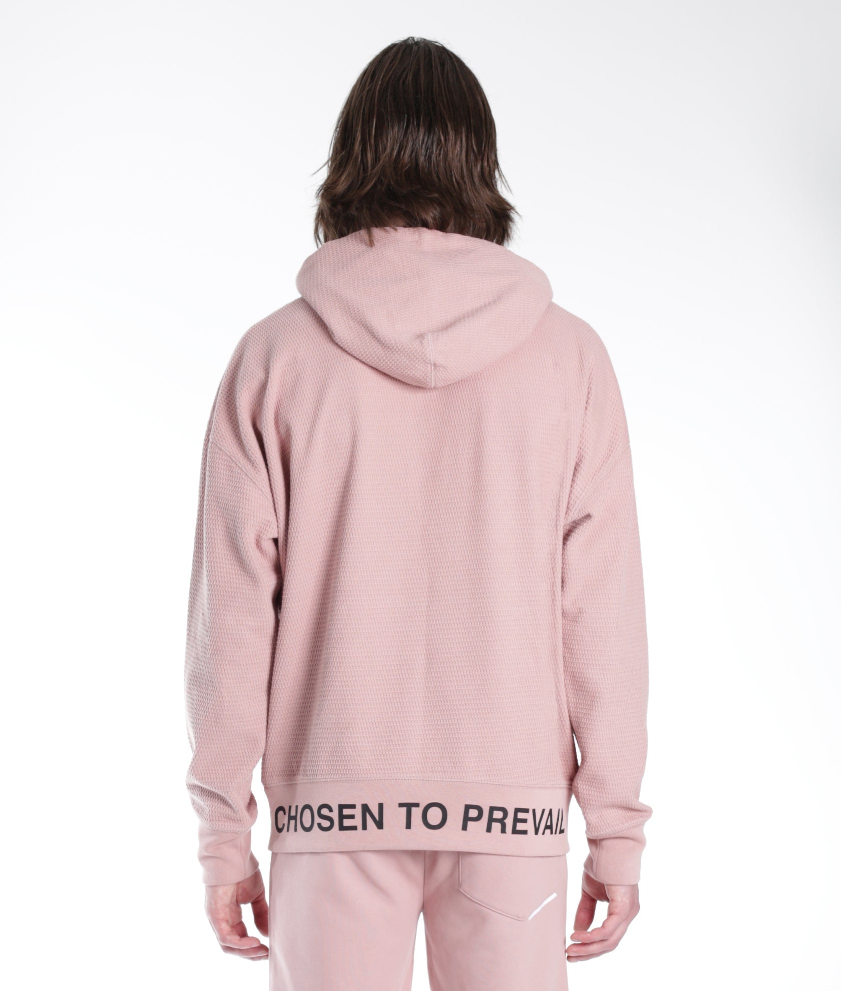 PULLOVER SWEATSHIRT WAFFLE KNIT IN DUSTY PINK