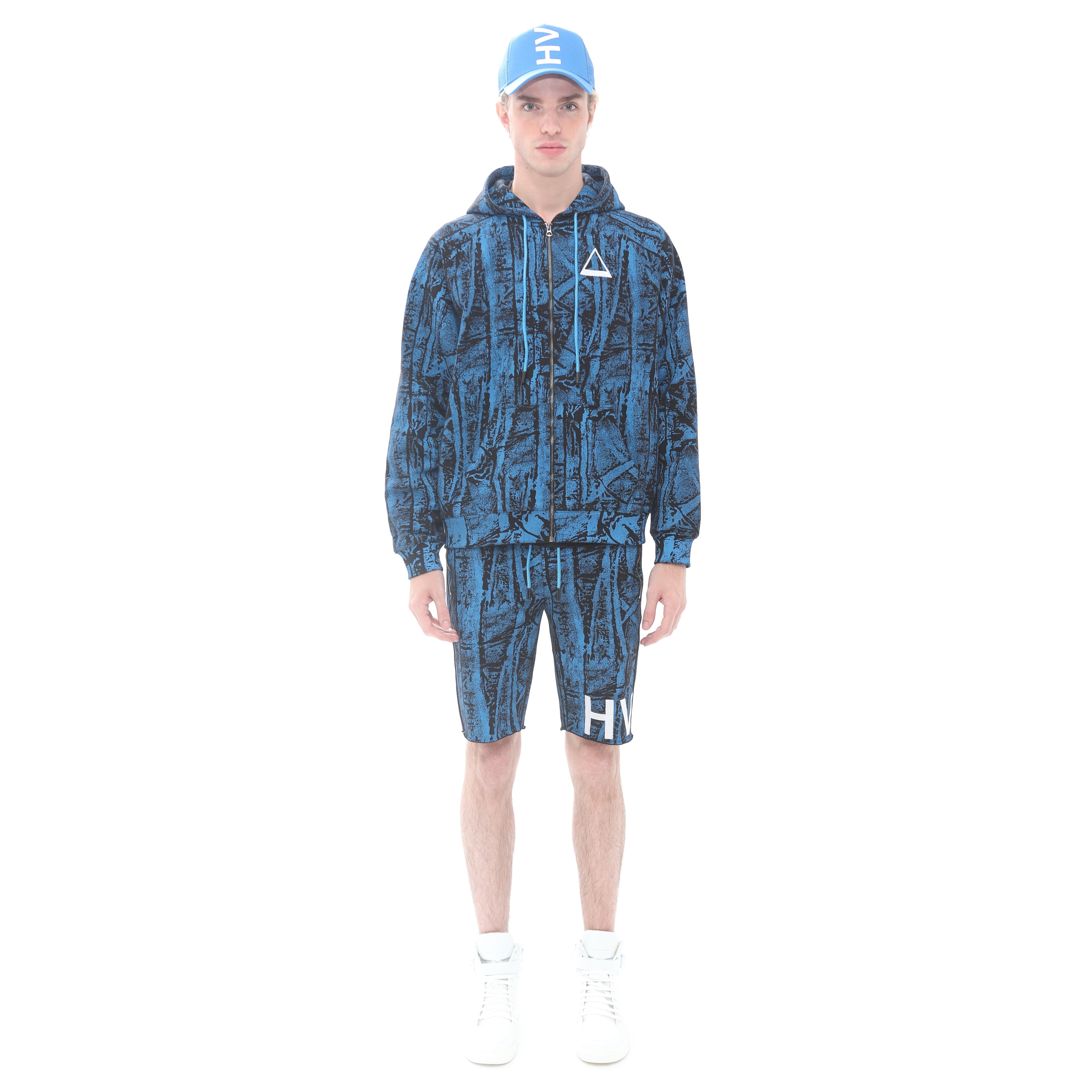 FULL ZIP SWEATSHIRT IN CRINKLED