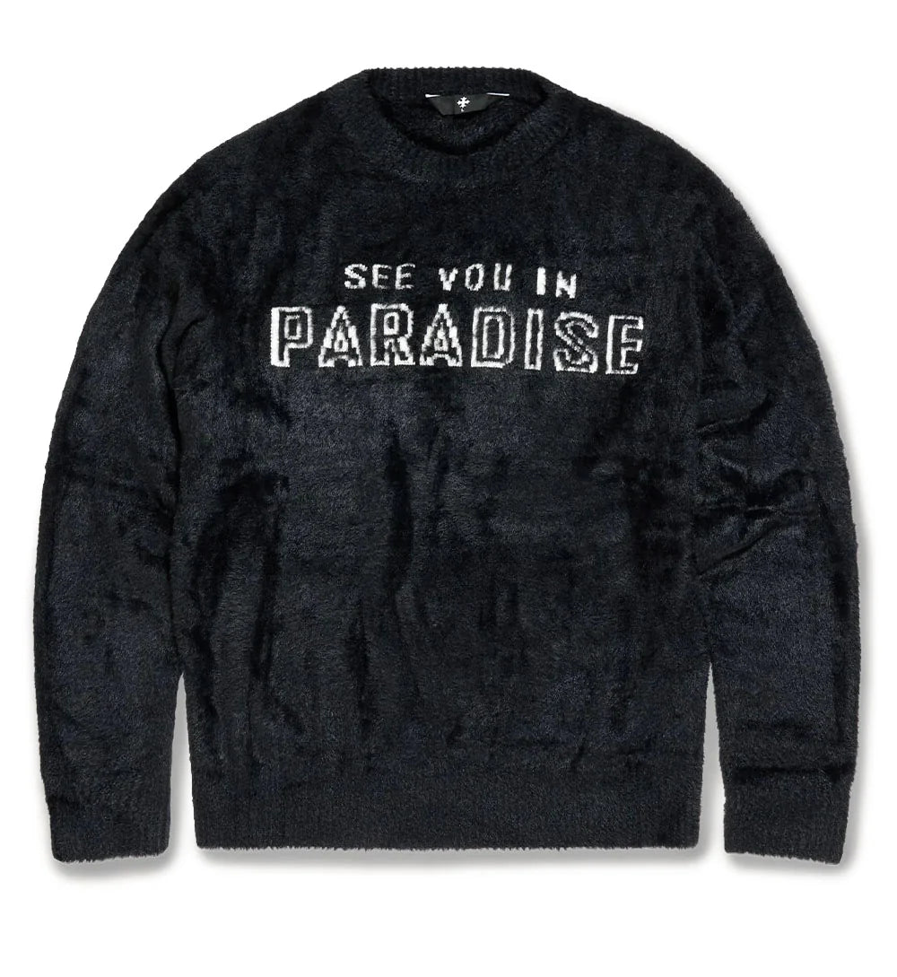 See You In Paradise Plush Crewneck Sweater - Black