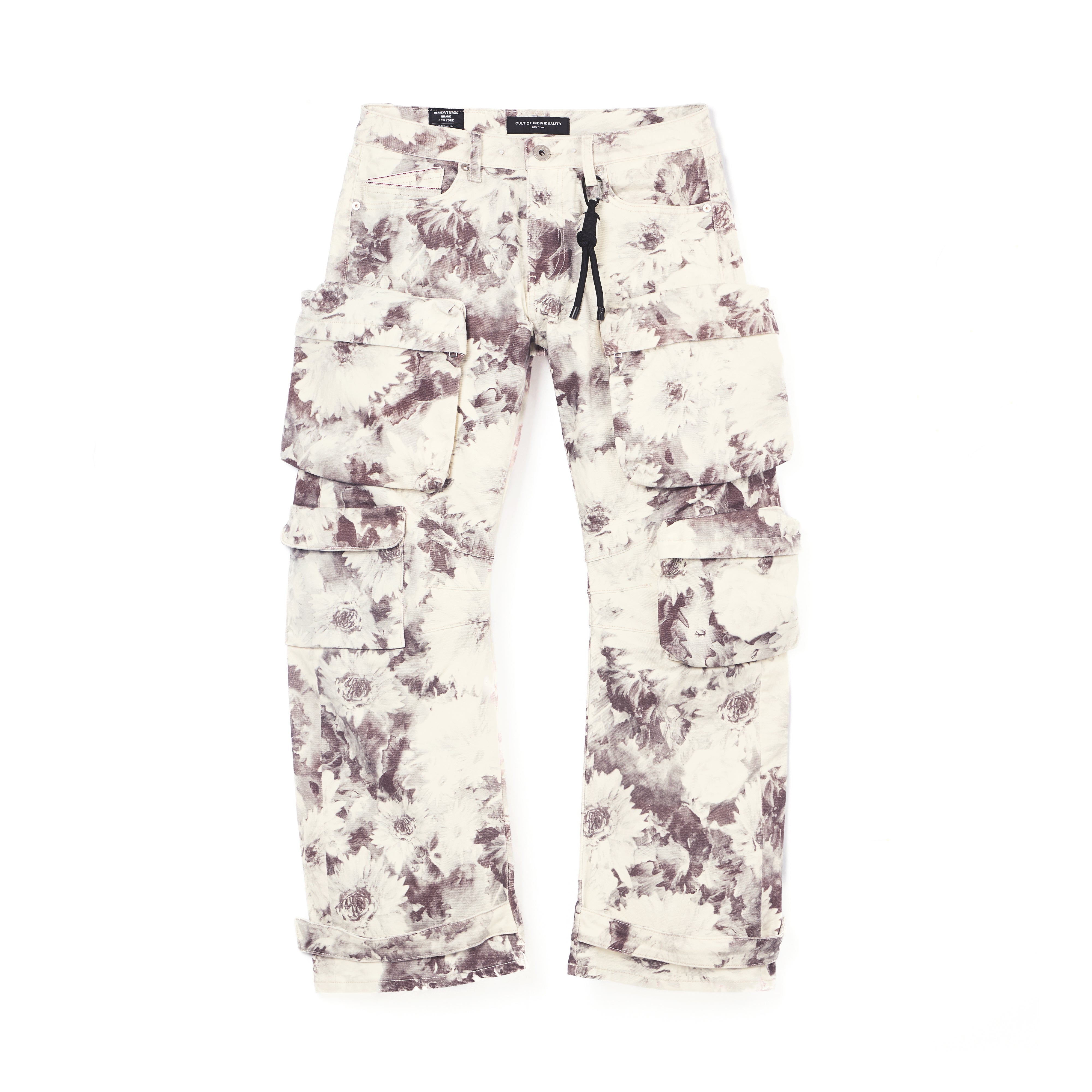 Cult's Grunge Baggy Cargo 610 Jeans in Floral Print