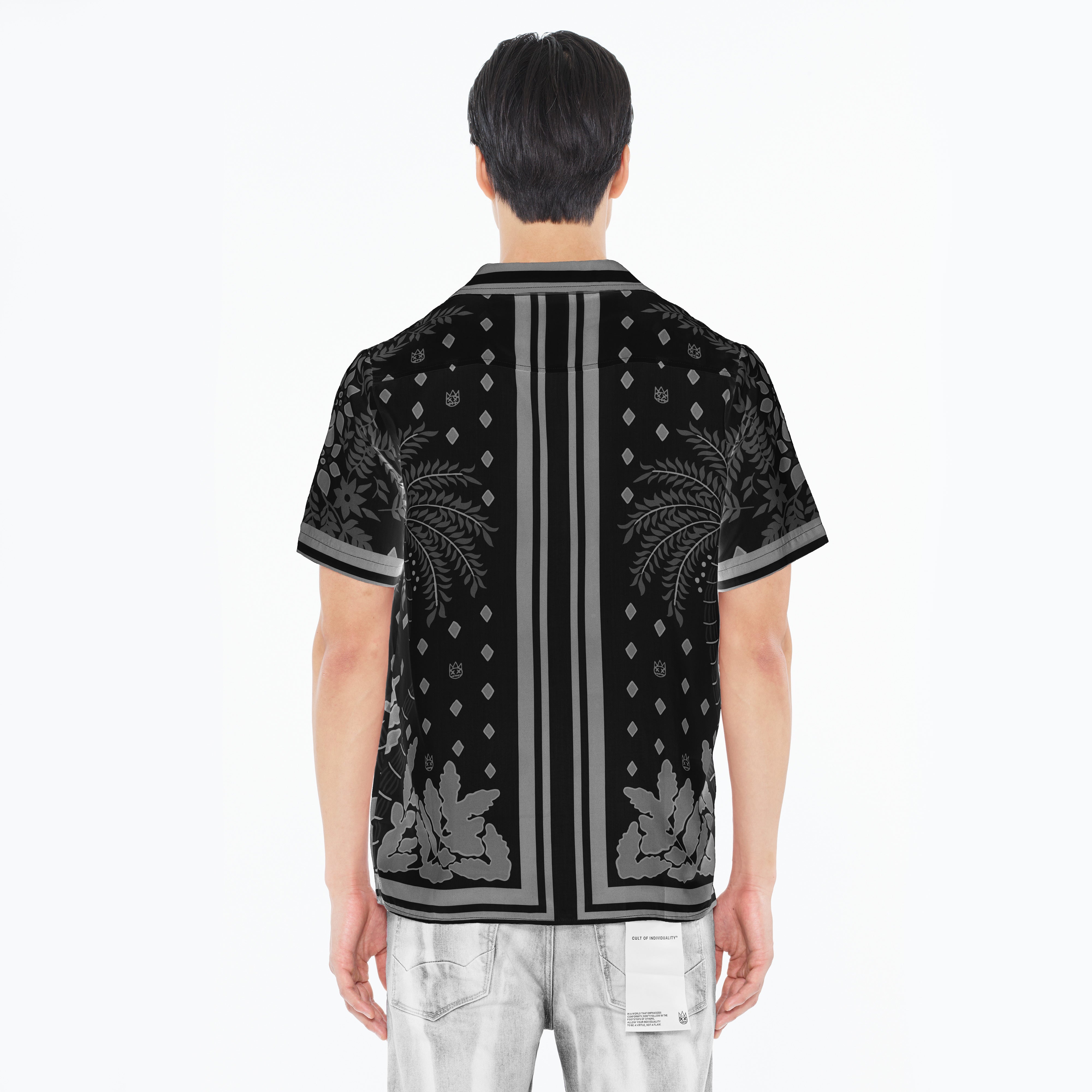 Cult's Cuban Short Sleeve Woven Shirt in Black Retro