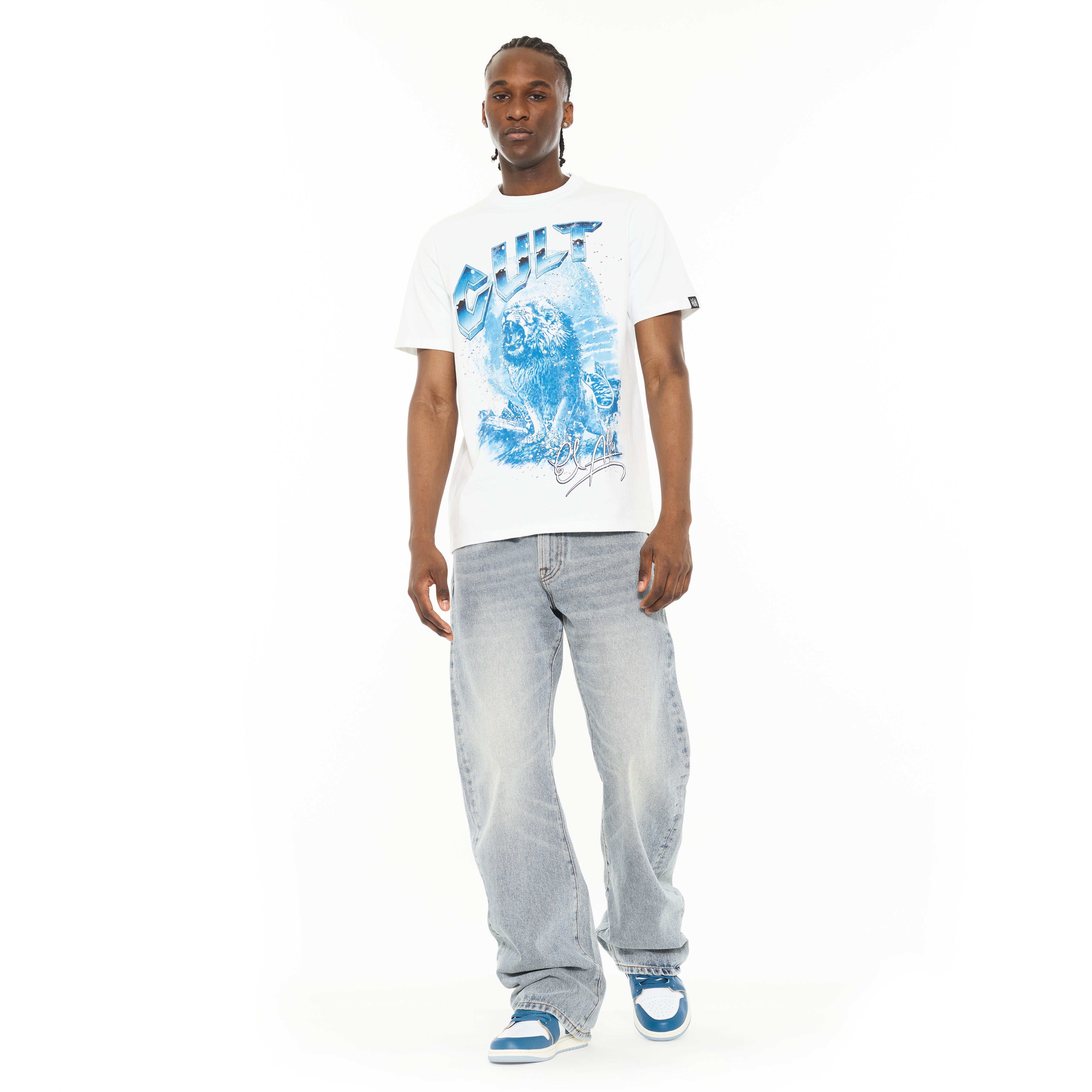 Cult x El Alfa Premium Crew Neck T-Shirt in White