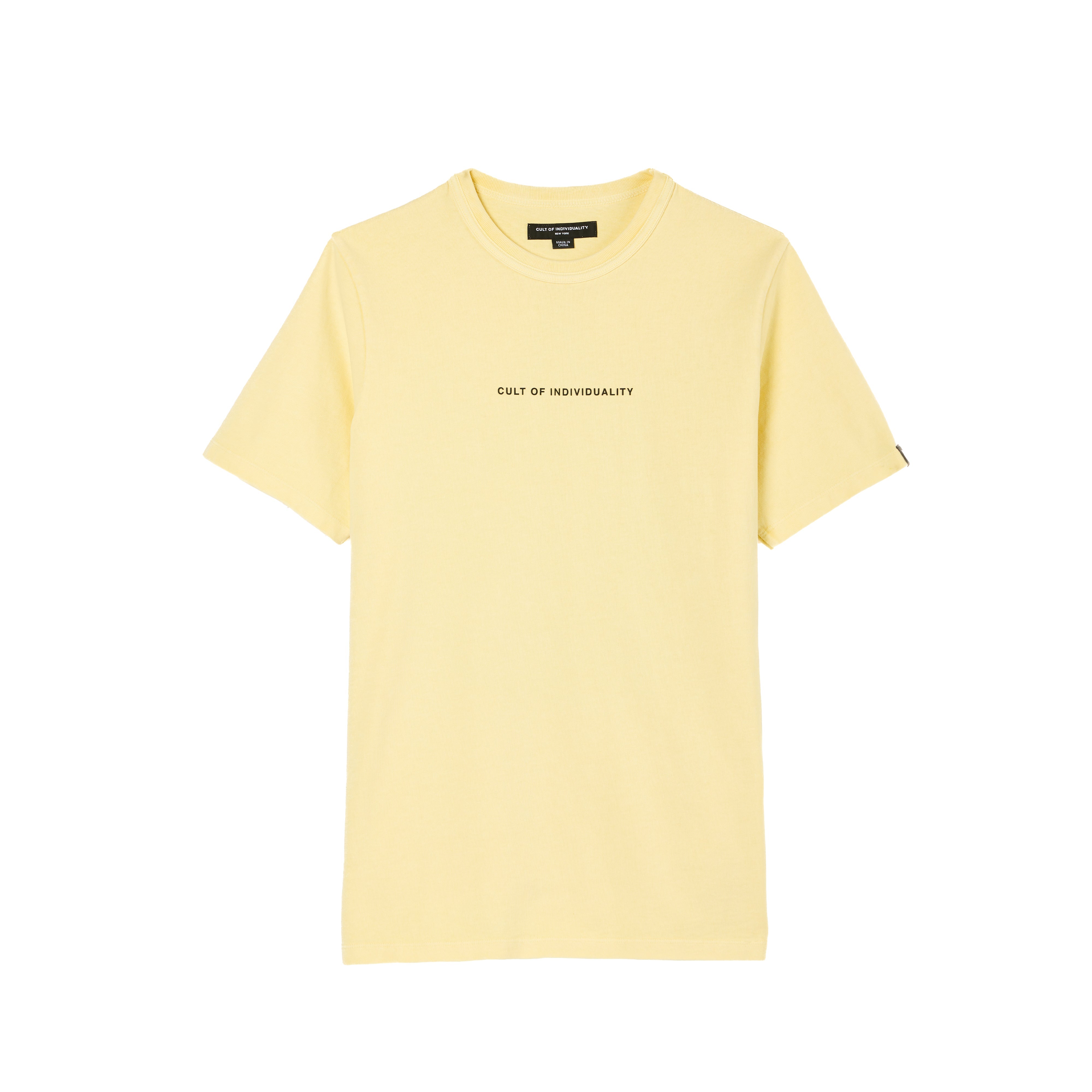 Cult's Heavyweight Short Sleeve Crew Neck Tee "Shimuchan" Logo in Banana