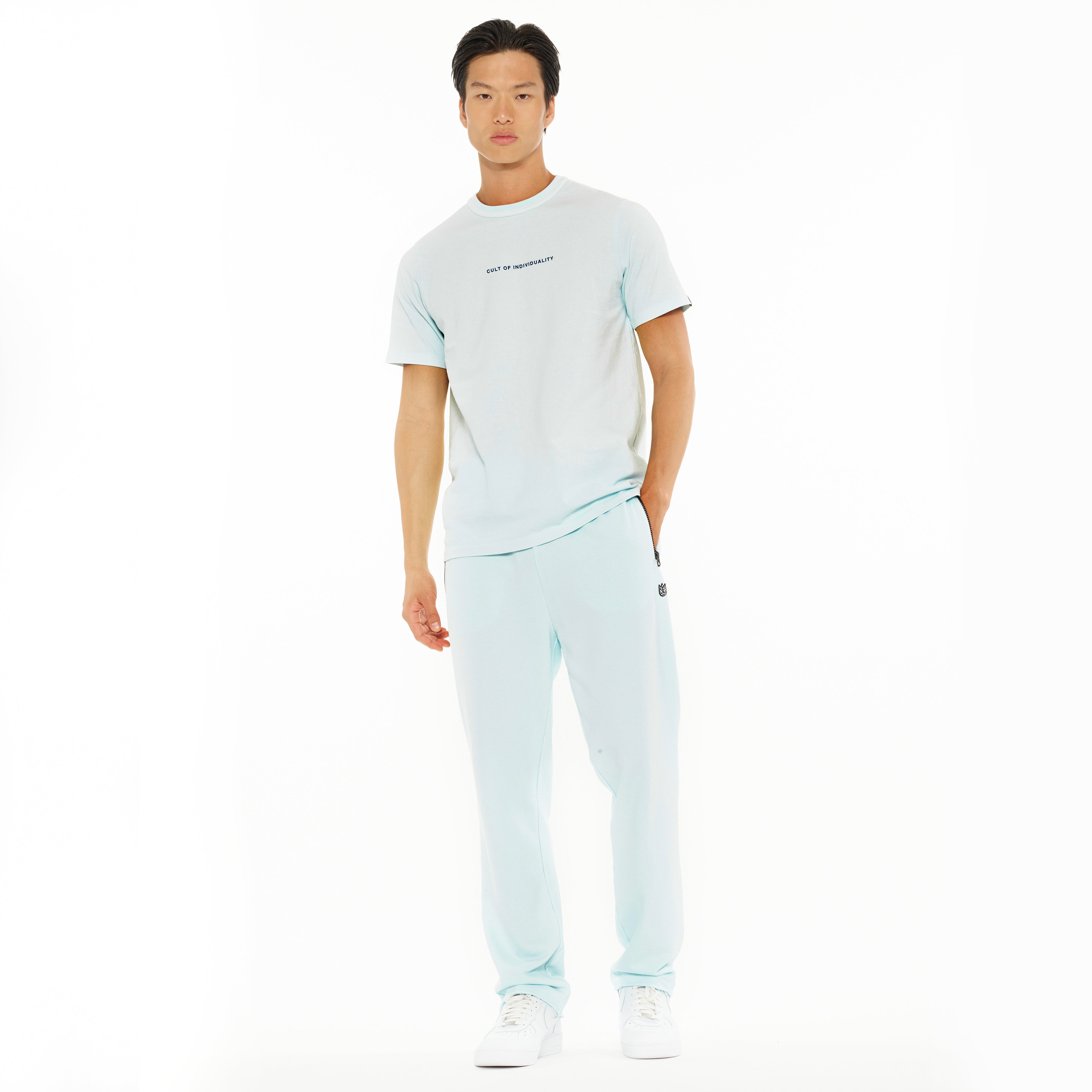 Cult's Heavyweight Short Sleeve Crew Neck Tee "Shimuchan" Logo in Powder Blue