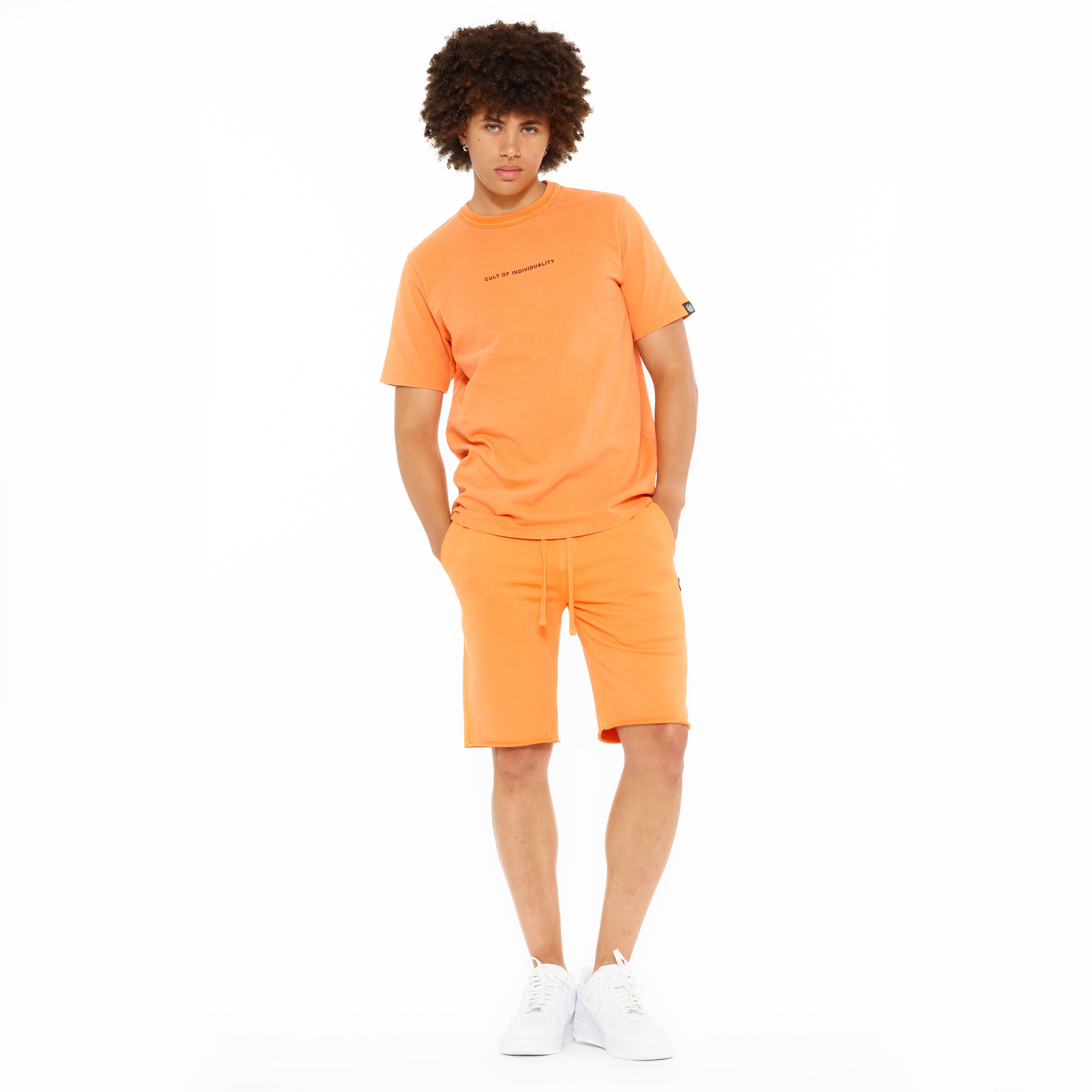 Cult's Heavyweight Short Sleeve Crew Neck Tee "Shimuchan" Logo in Orange