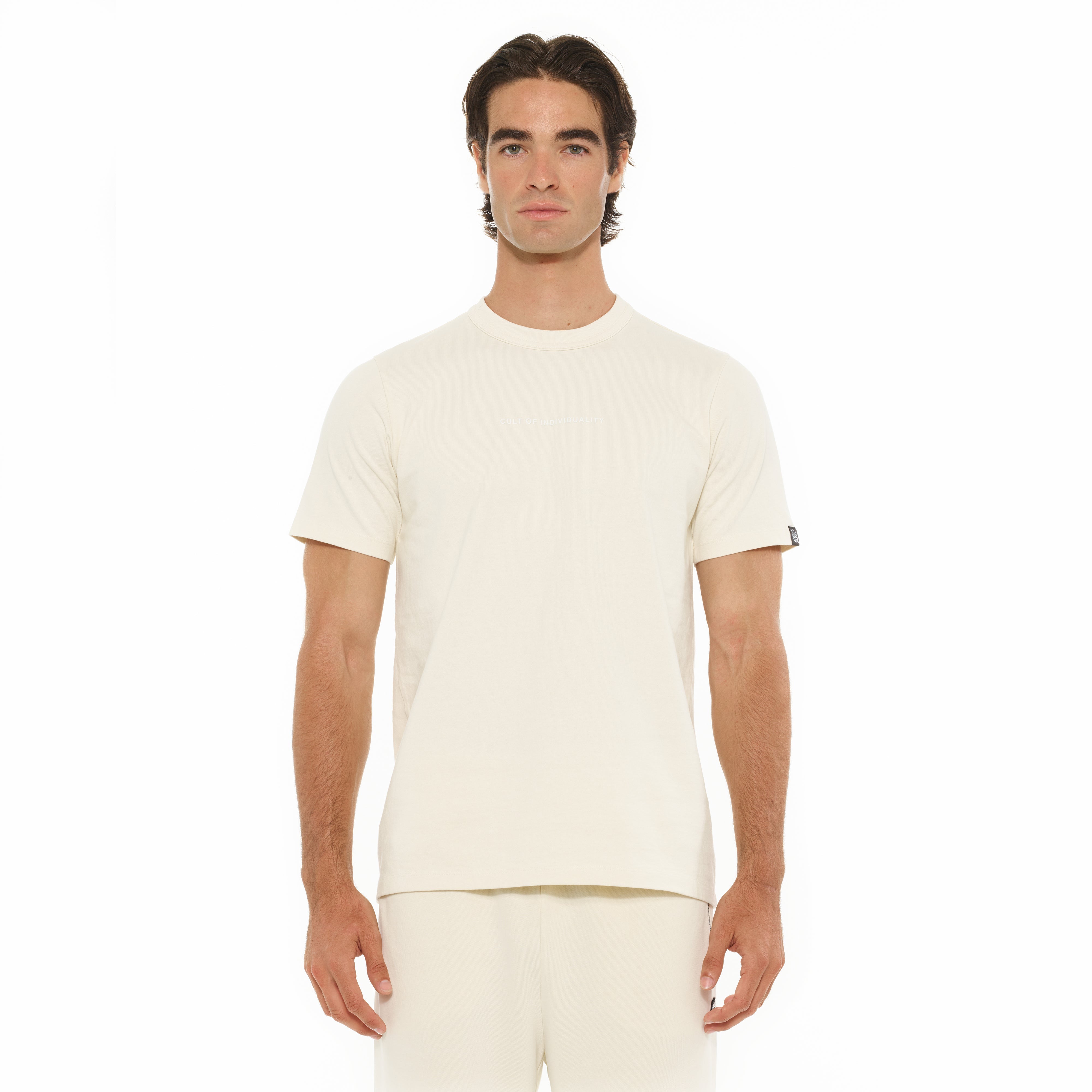 Cult's Heavyweight Short Sleeve Crew Neck Tee "Shimuchan" Logo in Winter White