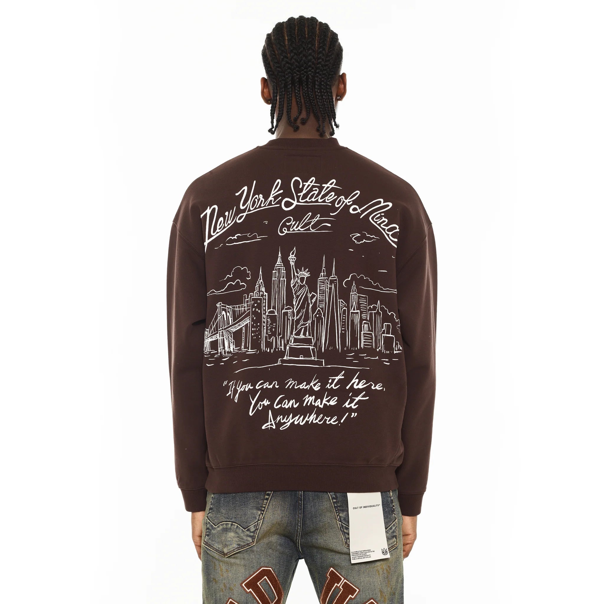 Novelty Fleece Crew Sweatshirt - Brown