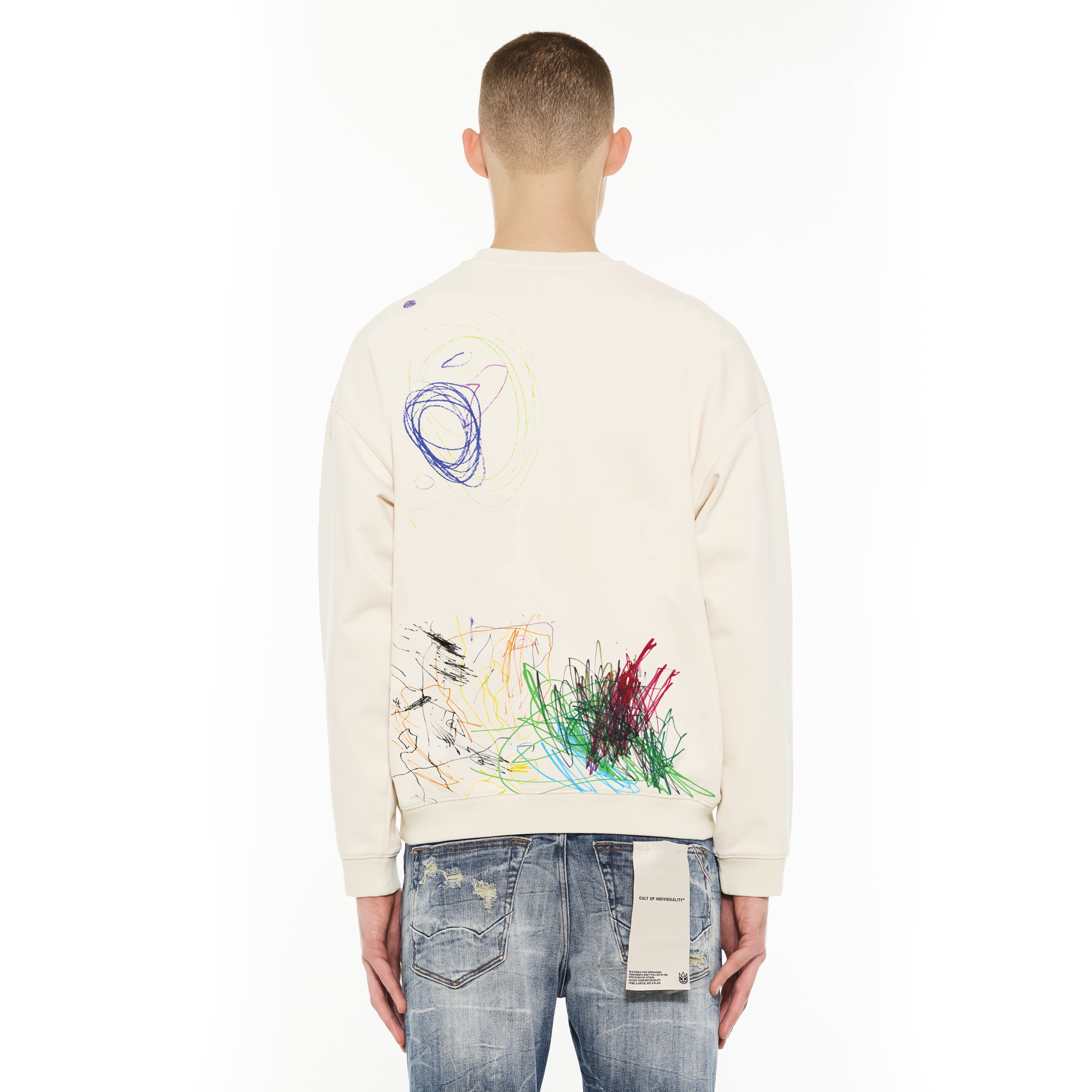 Novelty Fleece Crew Sweatshirt - Winter White