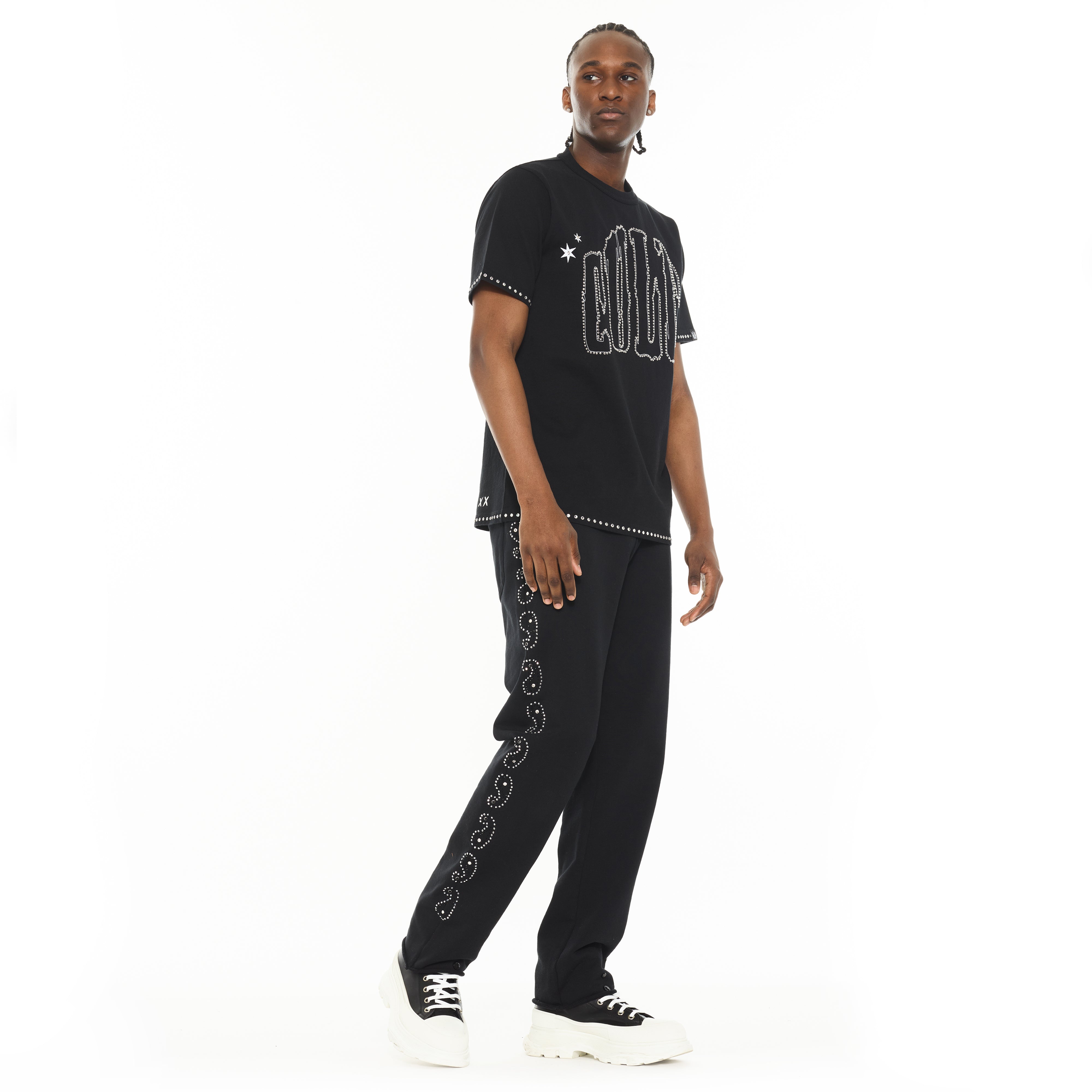 Cult x El Alfa Premium Short Sleeve Crew Neck Tee "Paisley" in Black