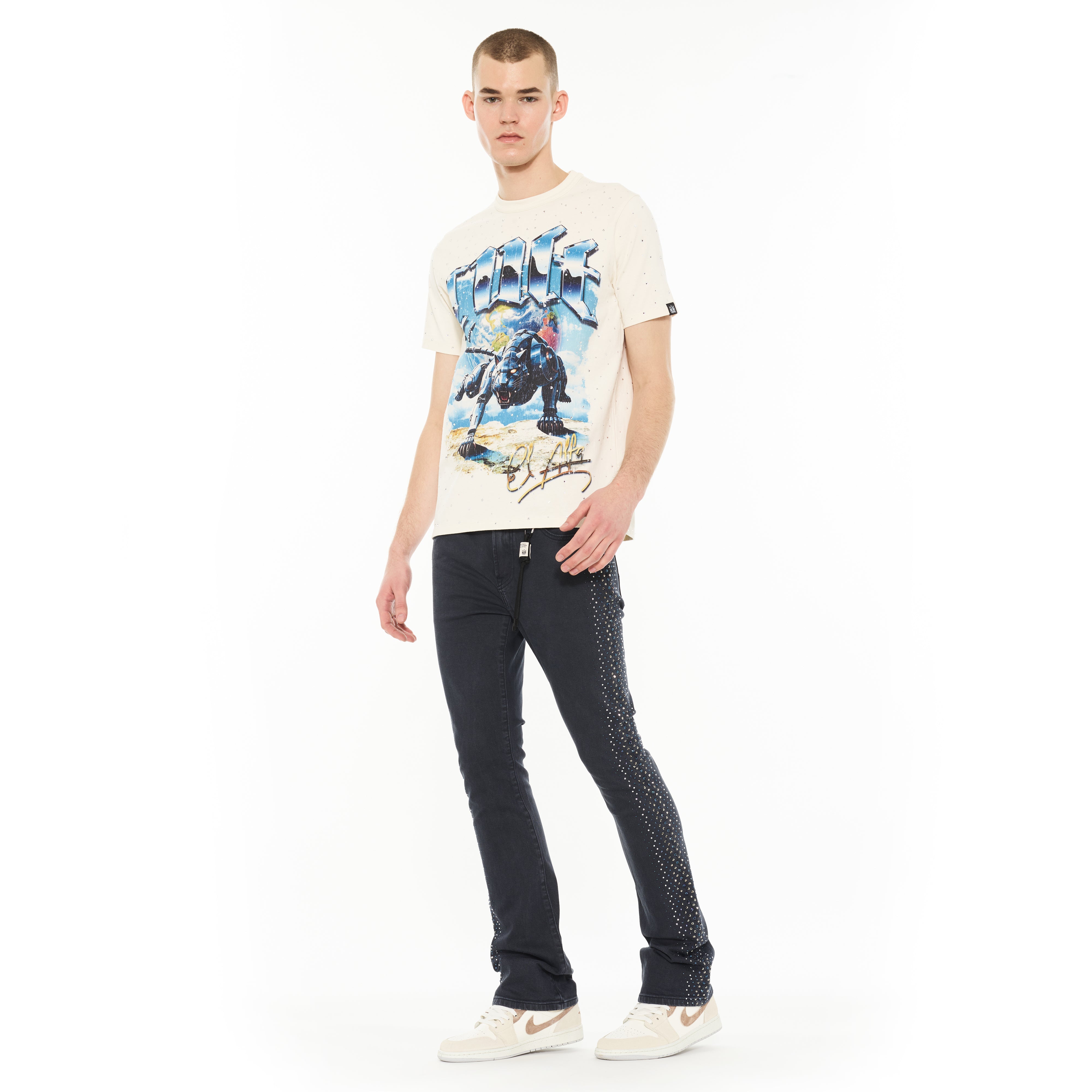 Cult x El Alfa Premium Lenny Bootcut 603 Jeans in Noir