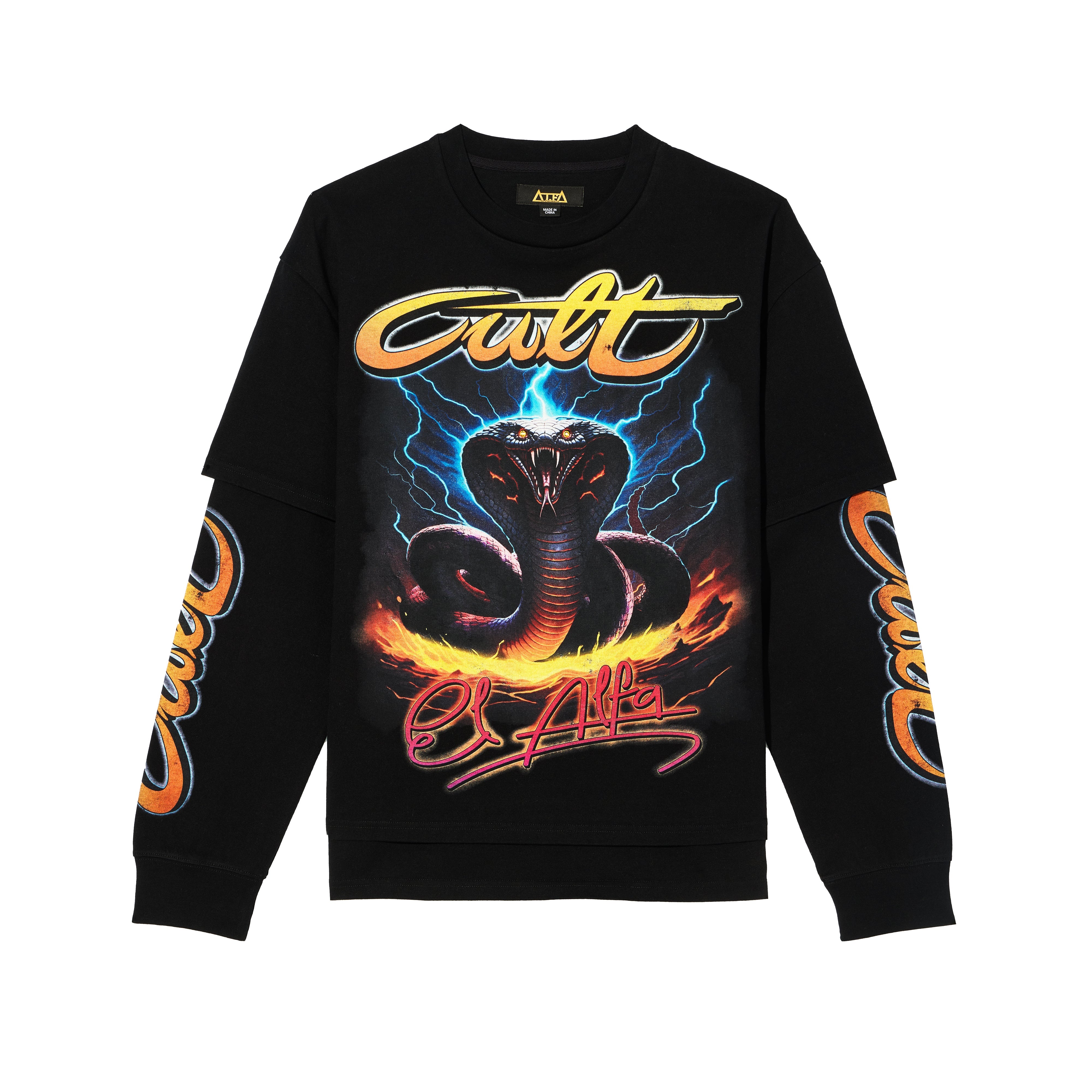 Cult x El Alfa Premium Long Sleeve Thermal Shirt "Cobra" in Black