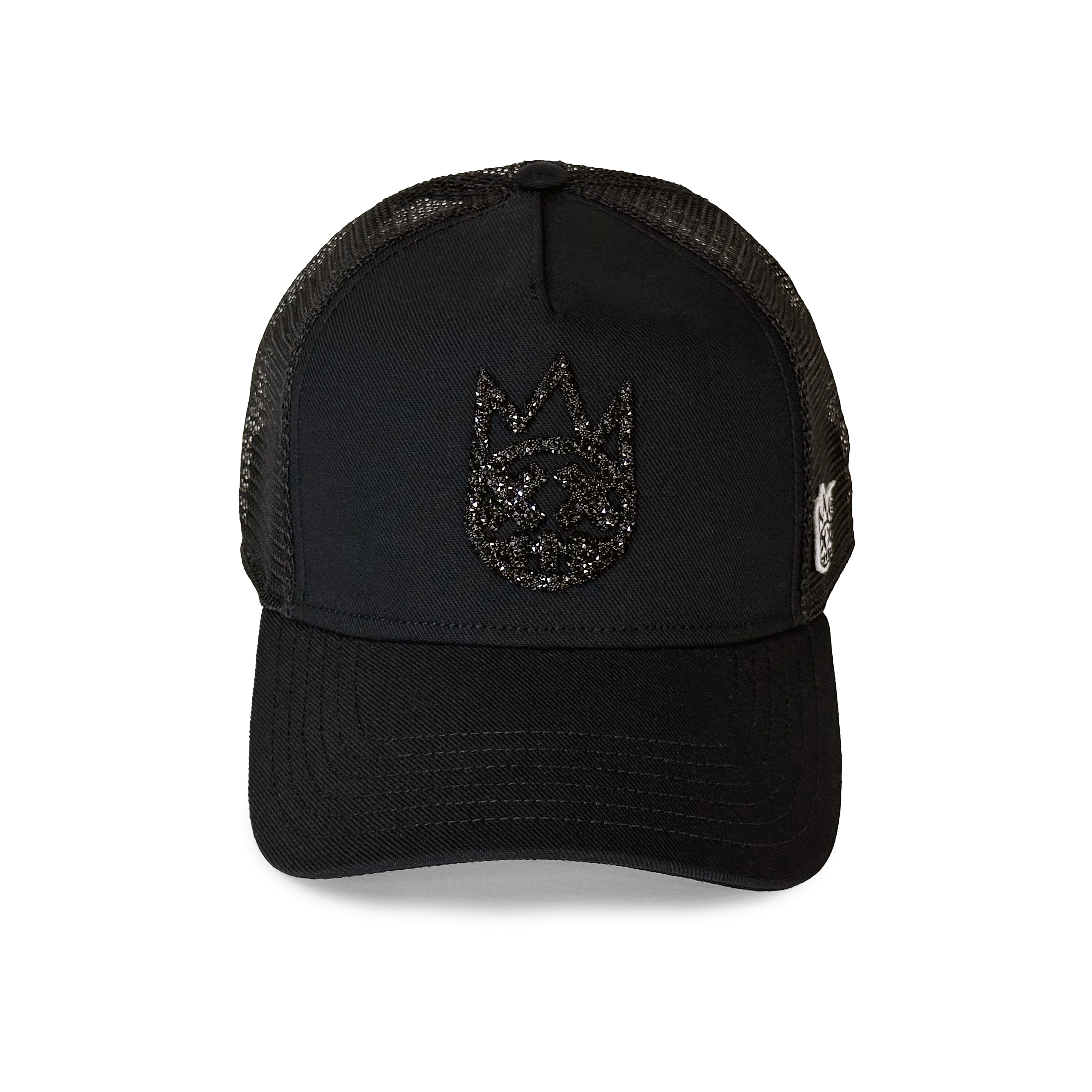 Cult's Crystal Logo Mesh Back Trucker Hat in Black
