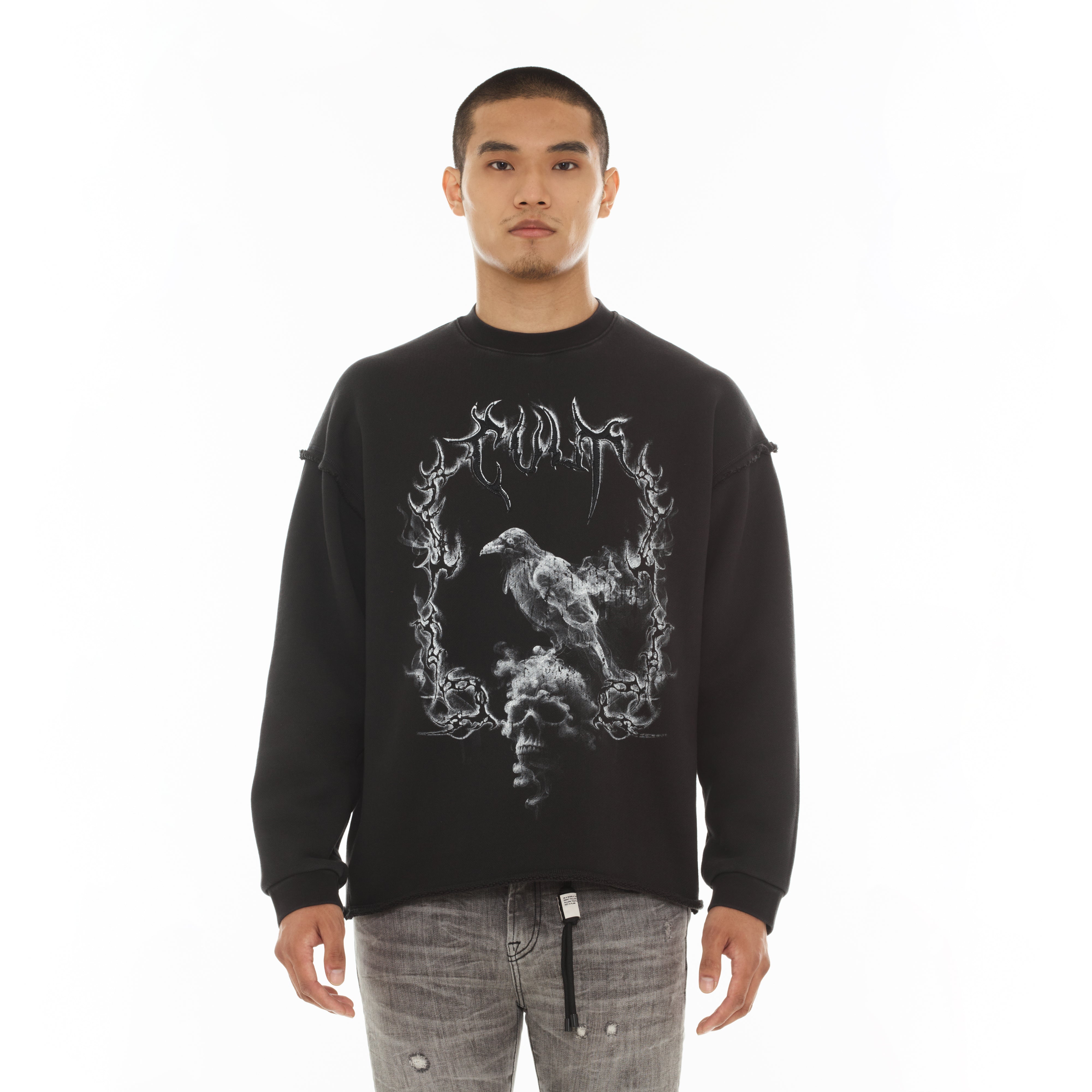 Cult's Novelty Fleece Crew Sweatshirt in Vintage Charcoal