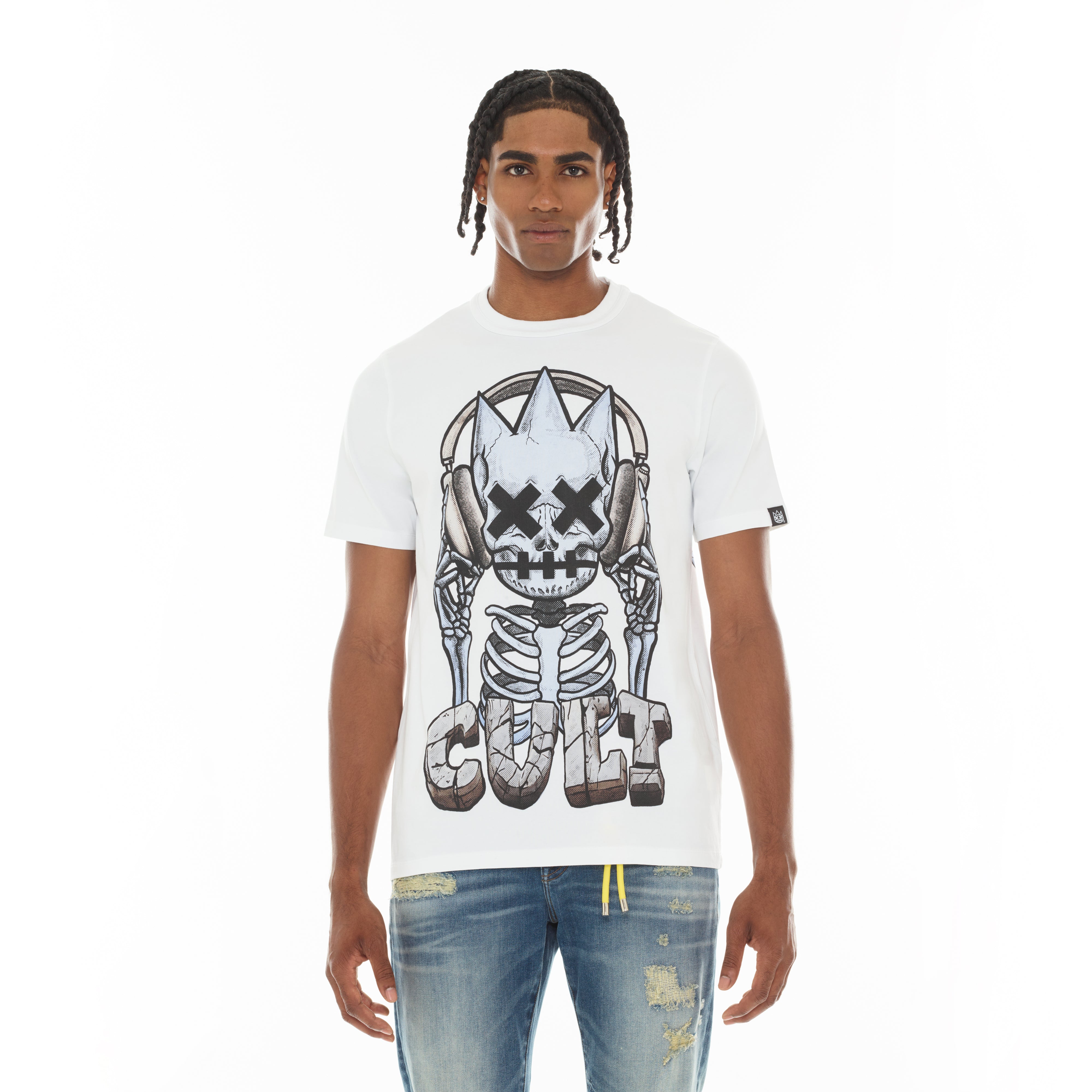 Cult's Short Sleeve Crew Neck Tee "Evolution" in White