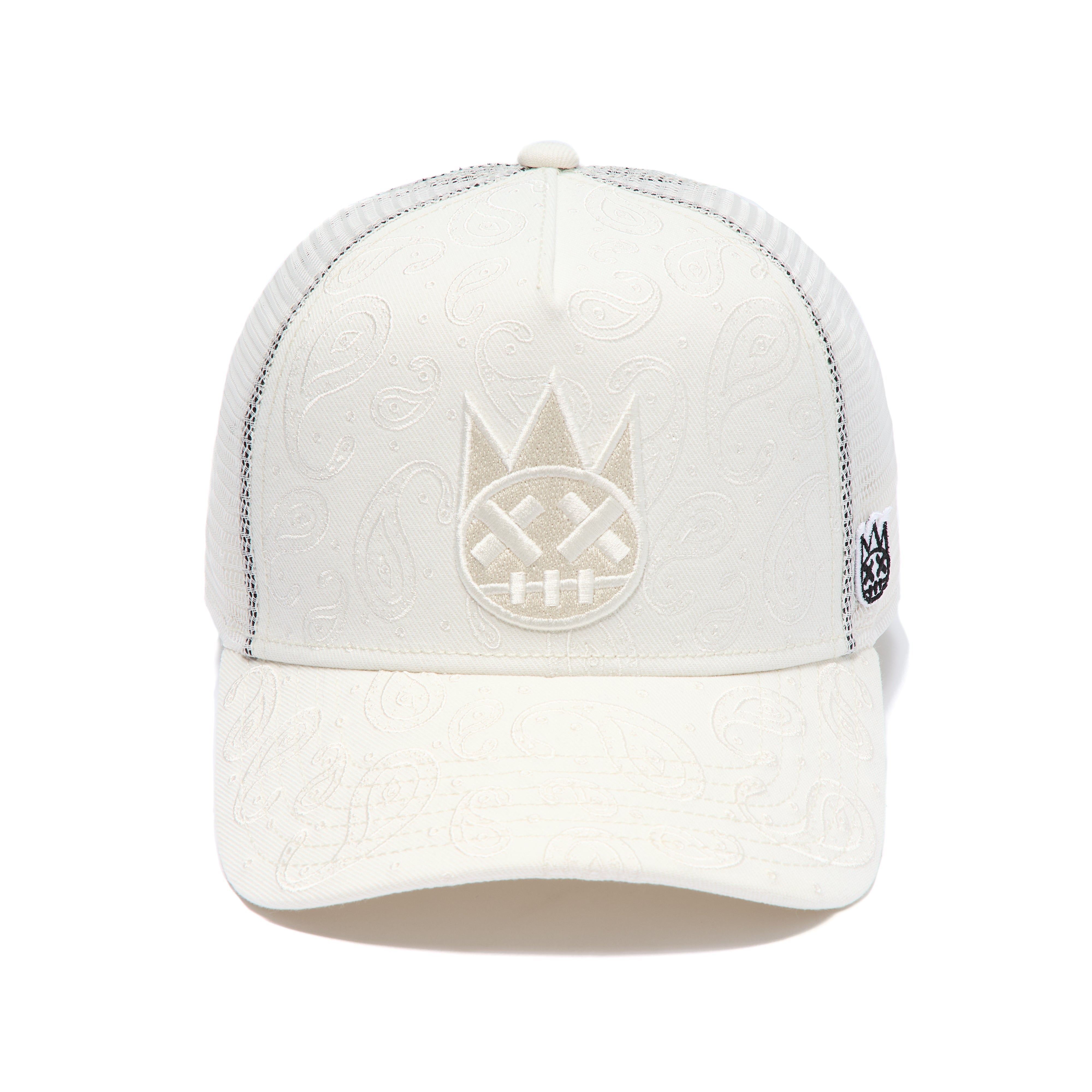 Cult's Mesh Back Trucker Hat "Paisley" In Winter White