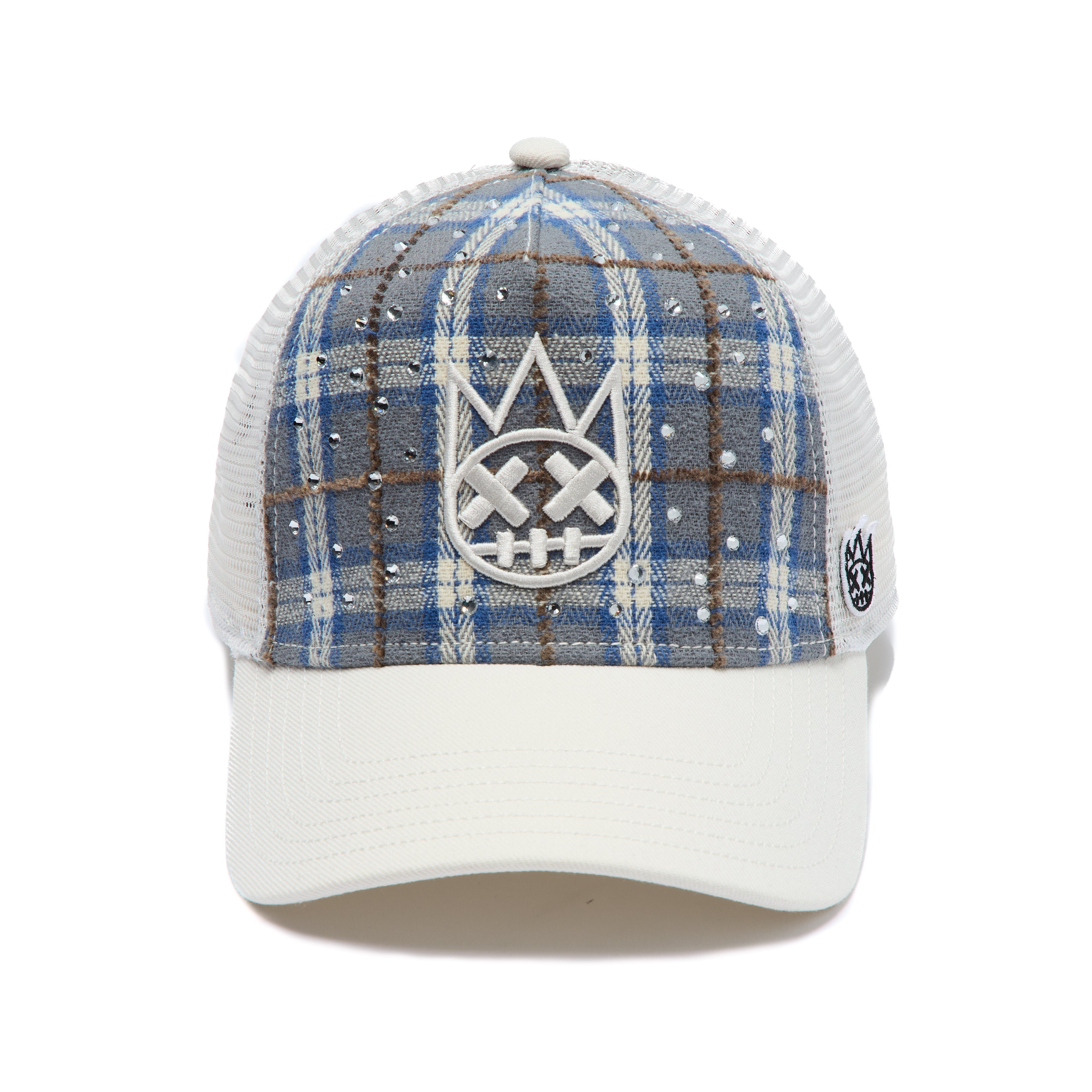 Cult's Mesh Back Trucker Hat "Plaid" In Blue Plaid