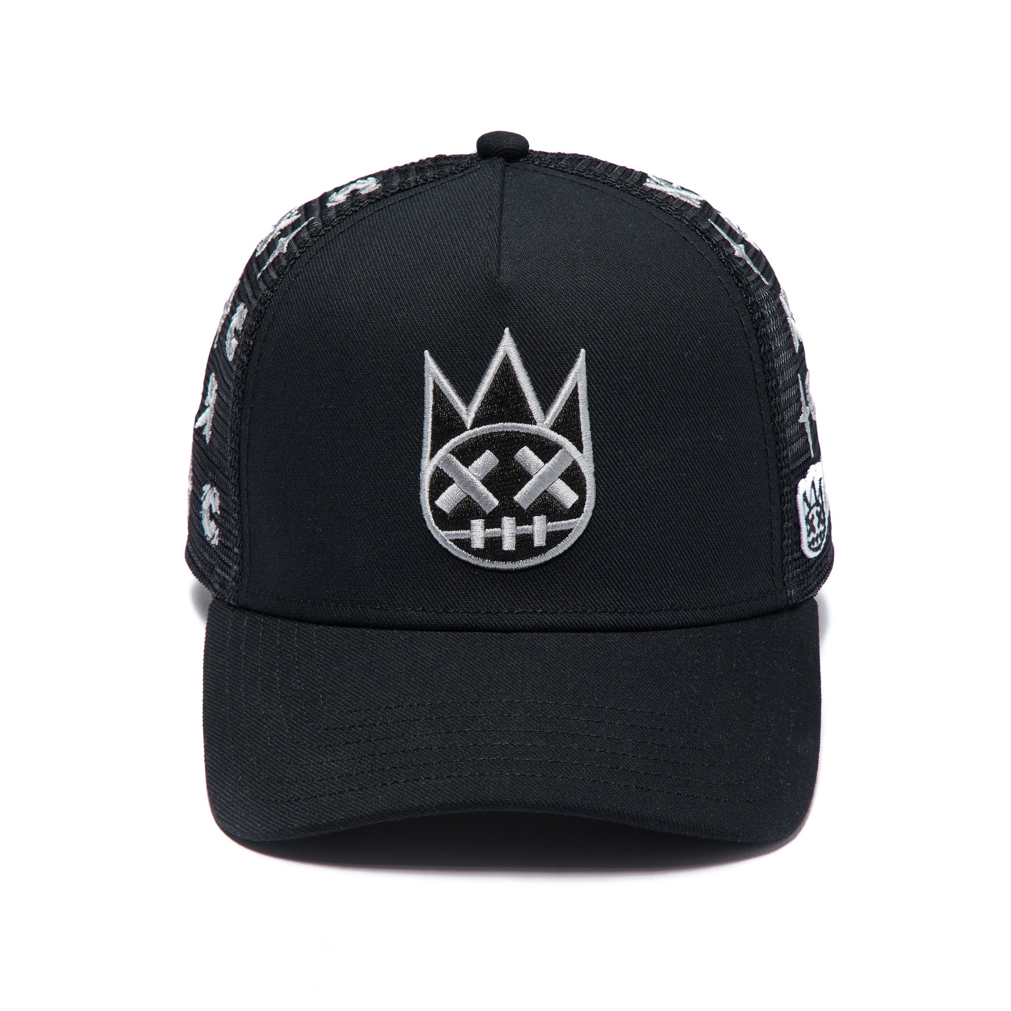 Repeat Pattern Monochromatic Trucker Hat - Black