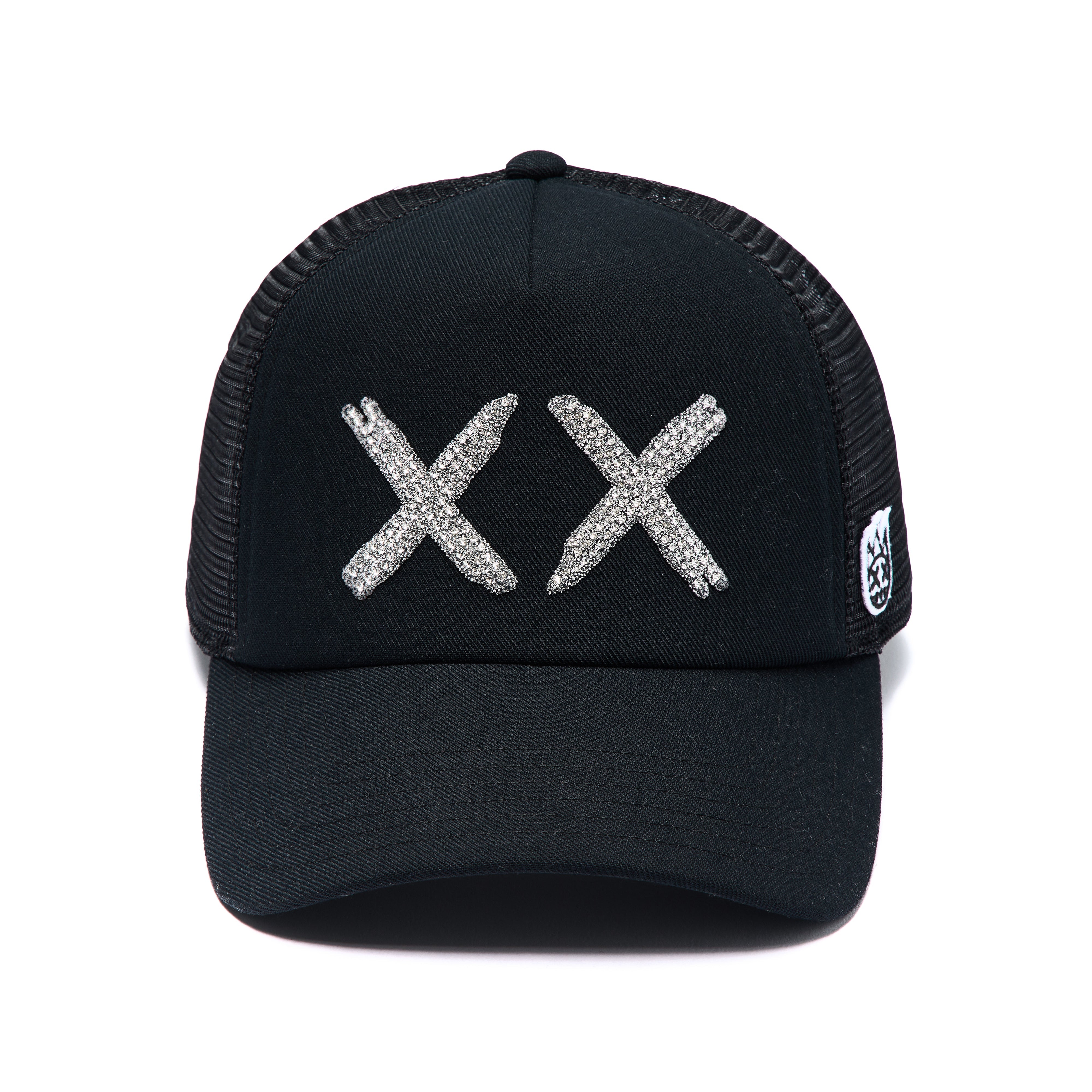 Cult's White Crystals Mesh Trucker Hat "XX" Logo In Black/White