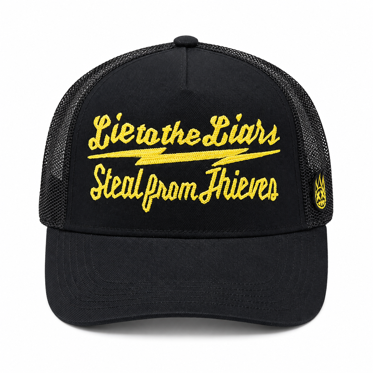 Lie To The Liars Mesh Back Trucker Hat - Black/Yellow