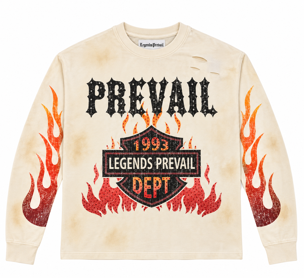 Motor Flames Long Sleeve T-Shirt - Bone