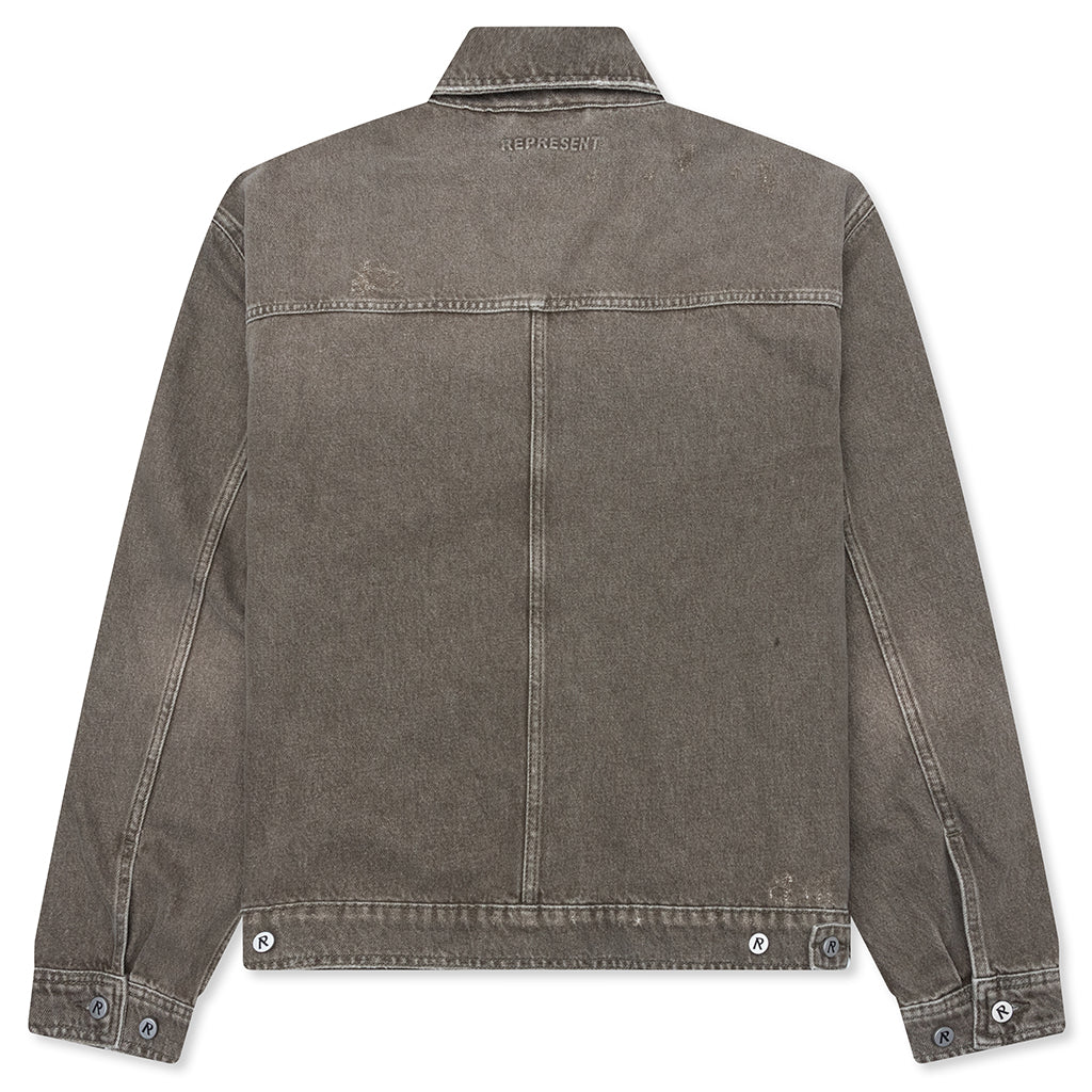Collard Denim Jacket - Washed Olive