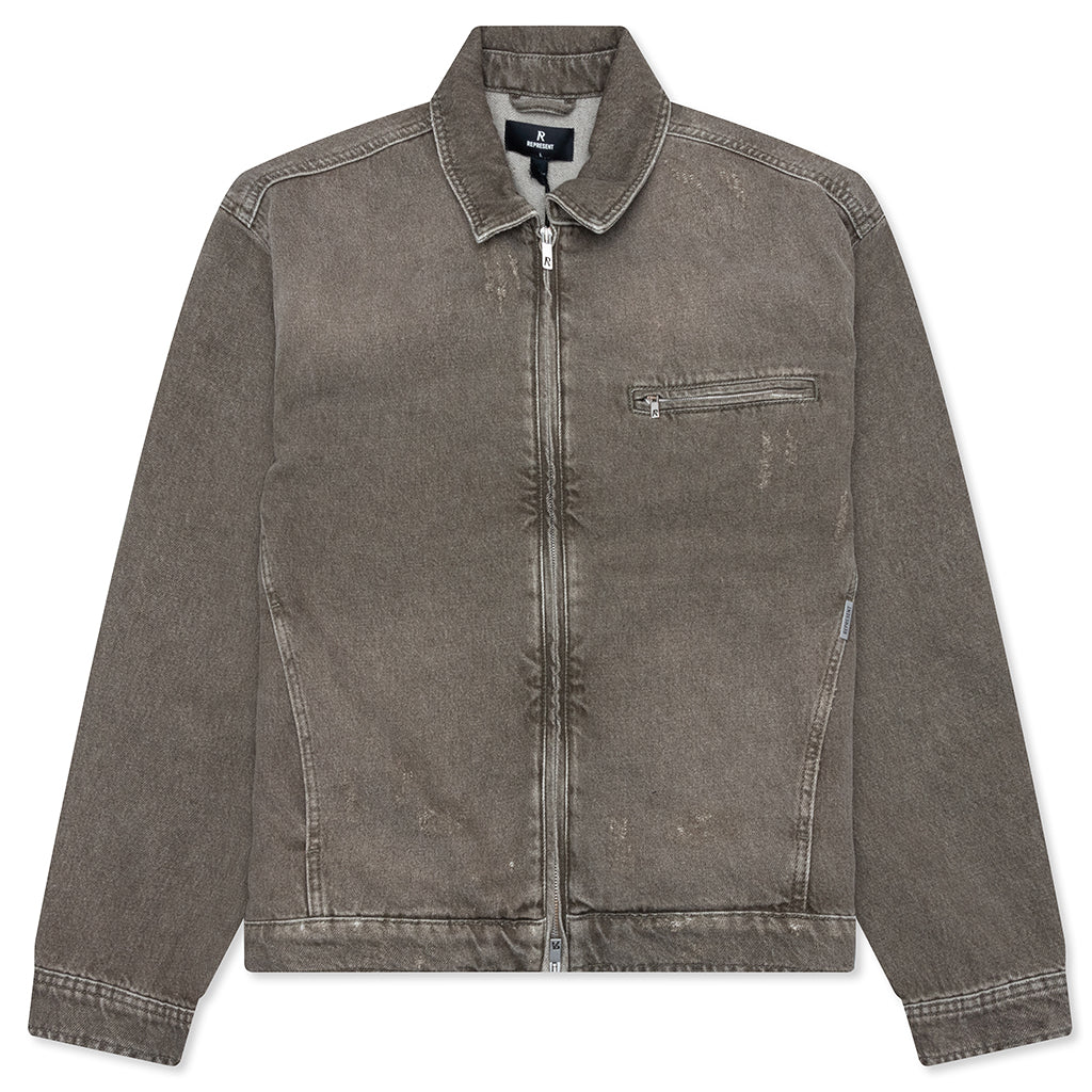 Collard Denim Jacket - Washed Olive