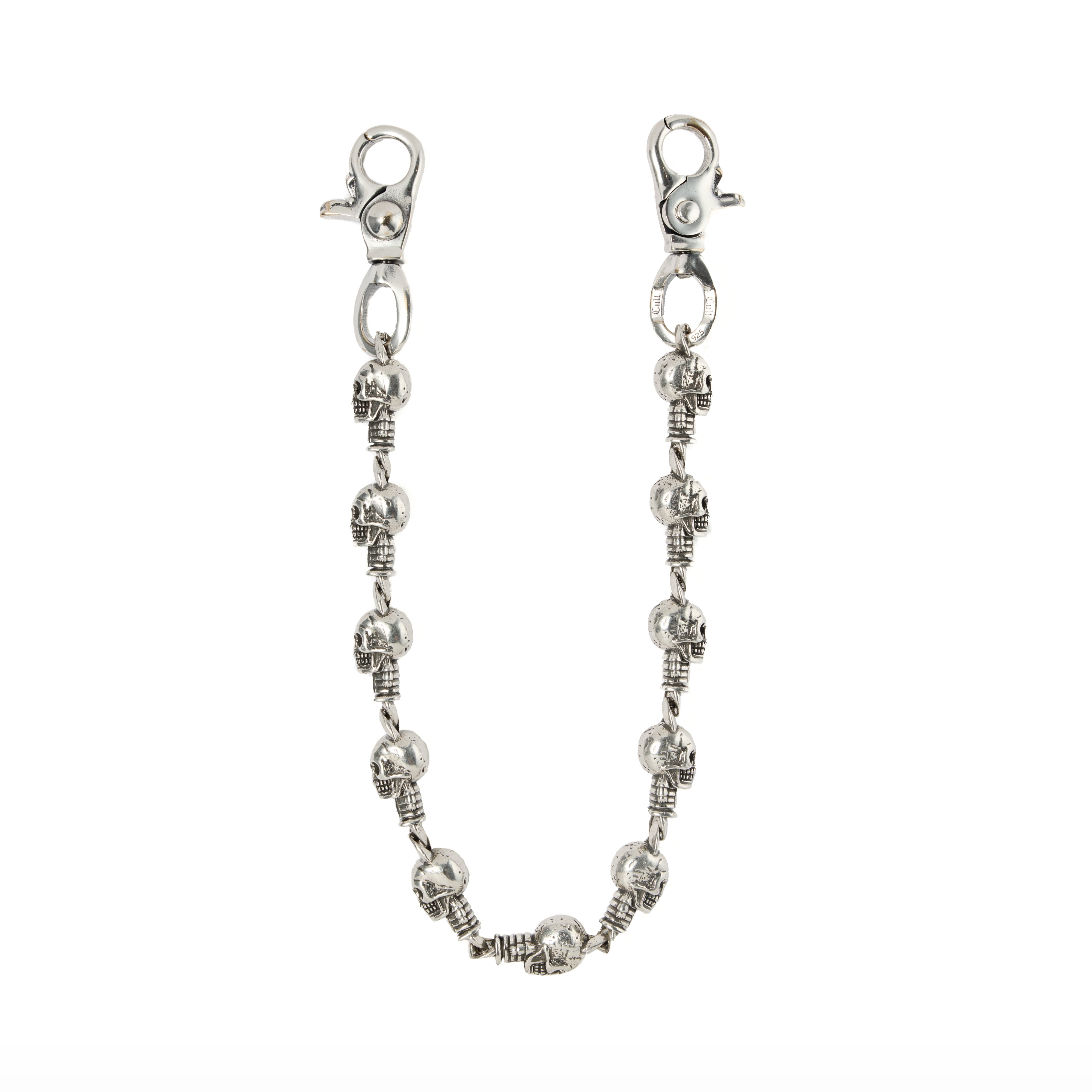 Cult's .925 Sterling Silver Plated Wallet Chain in Silver Skull