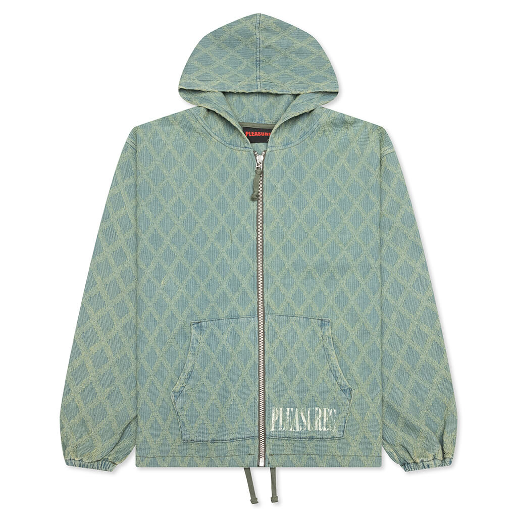 Diamond Jacquard Zip Hoodie - Light Indigo – Sammys NYC