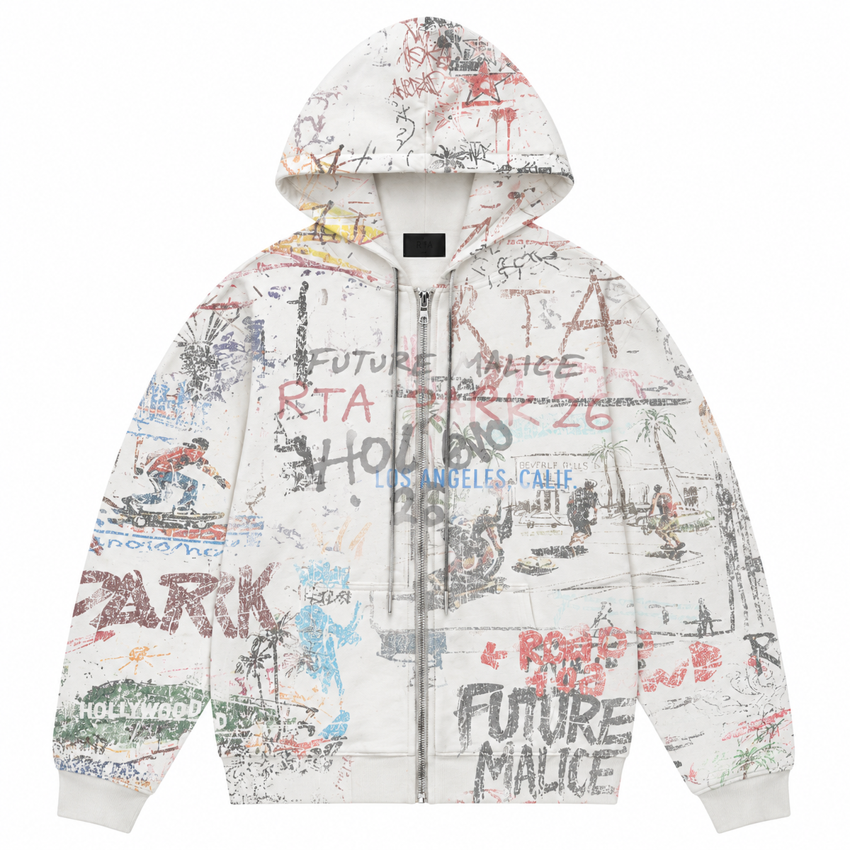 Floyd Zip Up Hoodie - White Skate Sticker