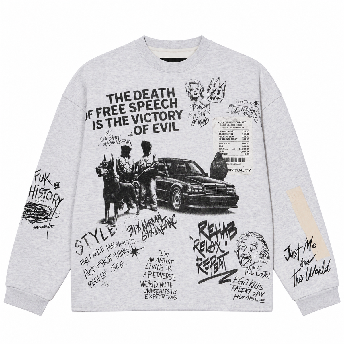 The Death of Free Speech crewneck - Heather Grey