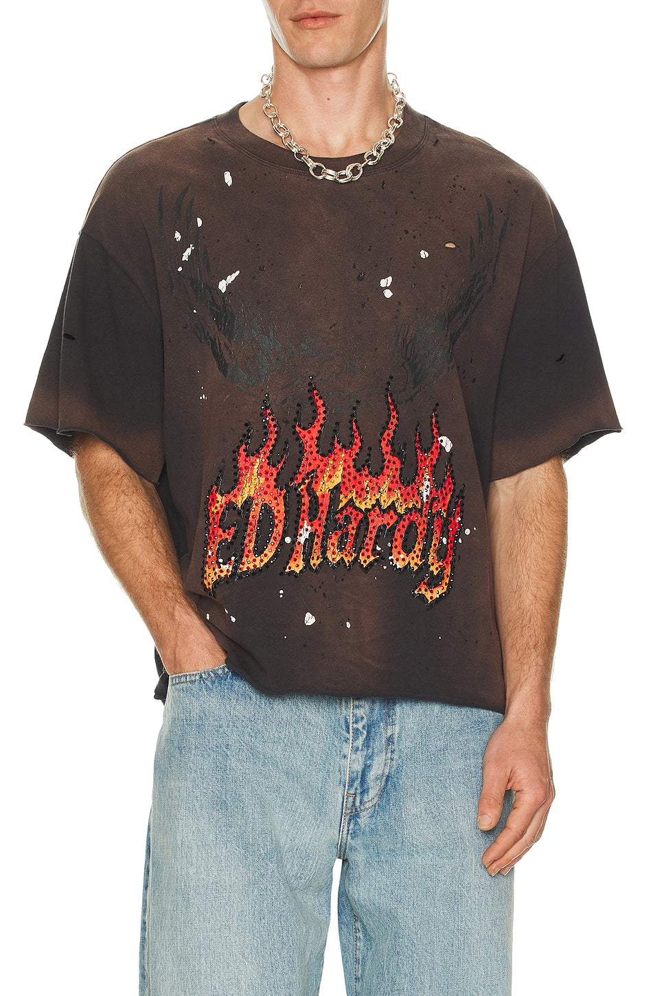 Eagle Flame Boxy T-Shirt - Sunfade Grey