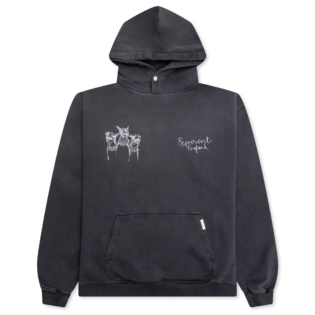 Hand Drawn Thoroughbred Dogs Hoodie - Vintage Black