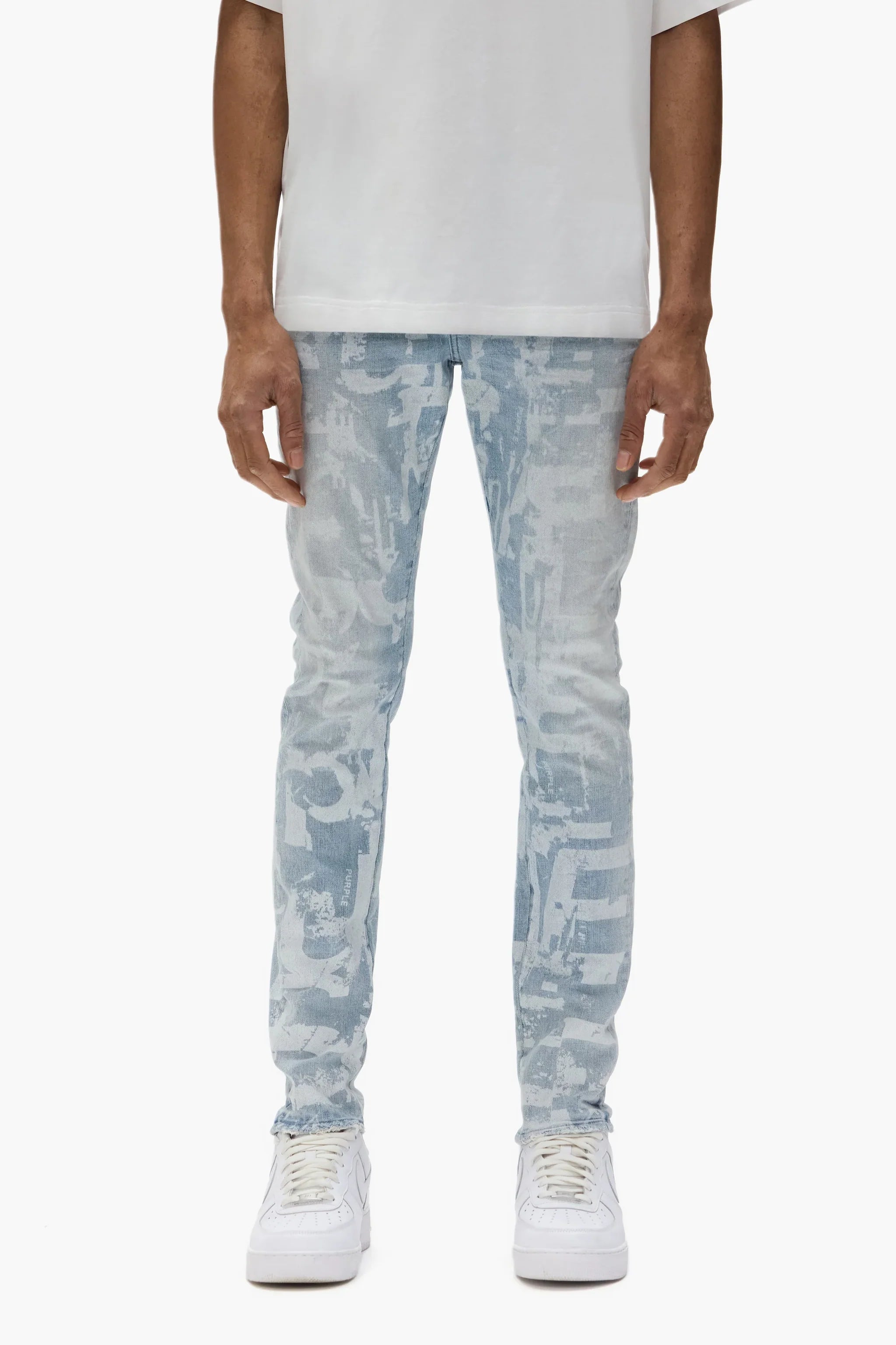 Skinny Grunge Print - Light Indigo