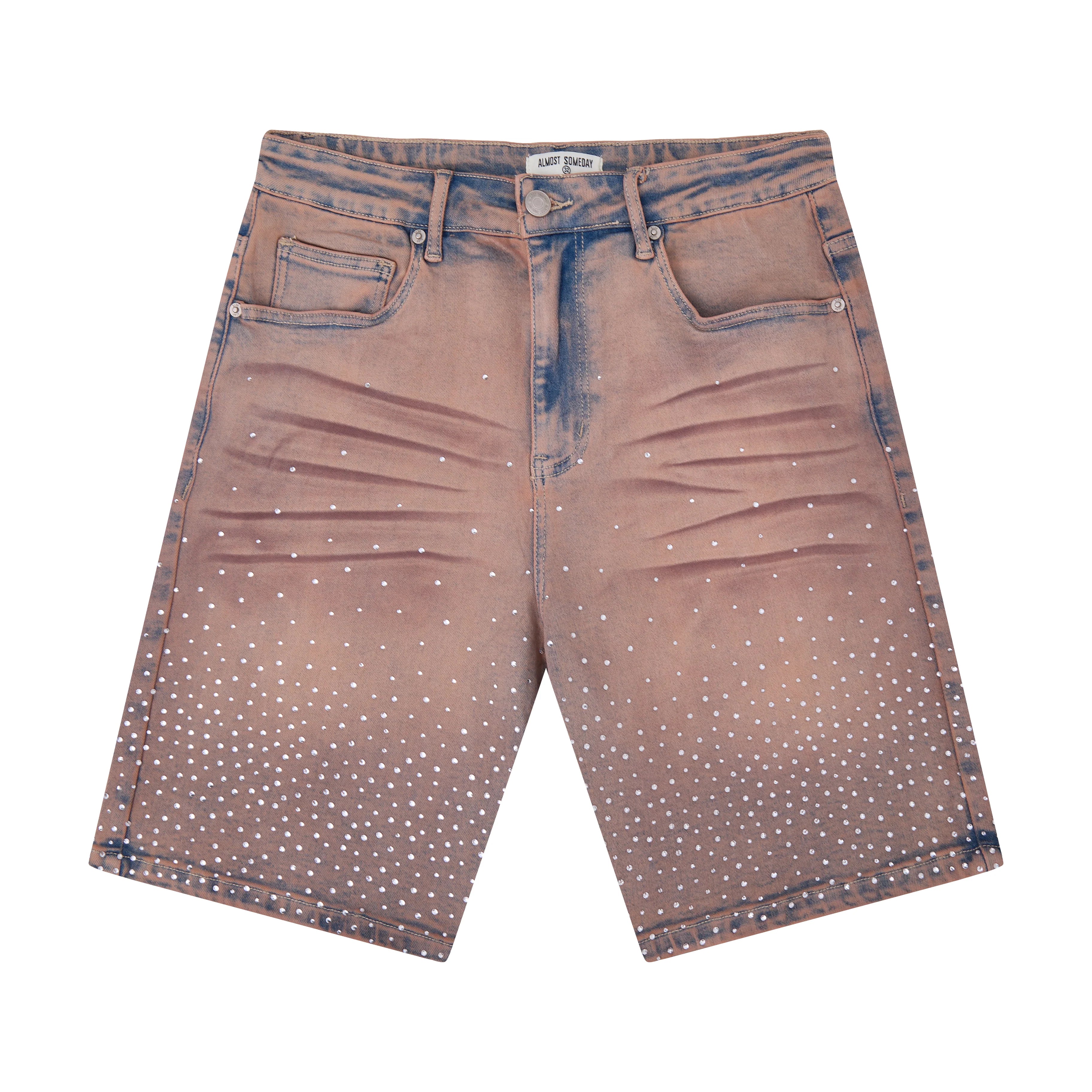 Solomon Rhinestone Jorts - Maroon