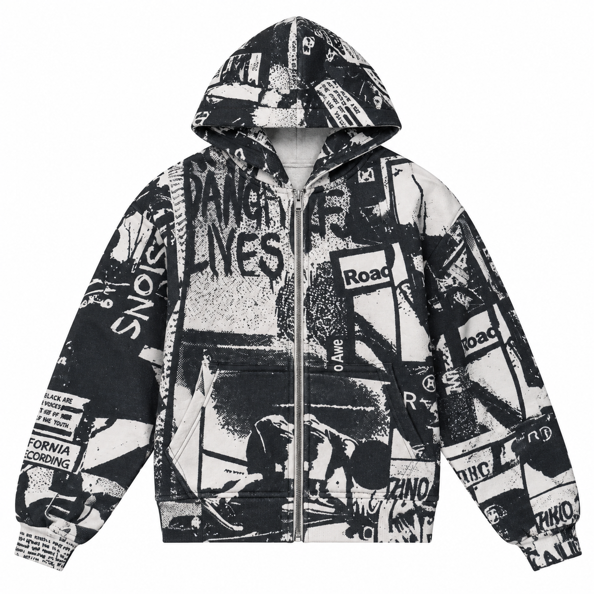 Kaen Cropped Zip Up Hoodie - Allover Poster