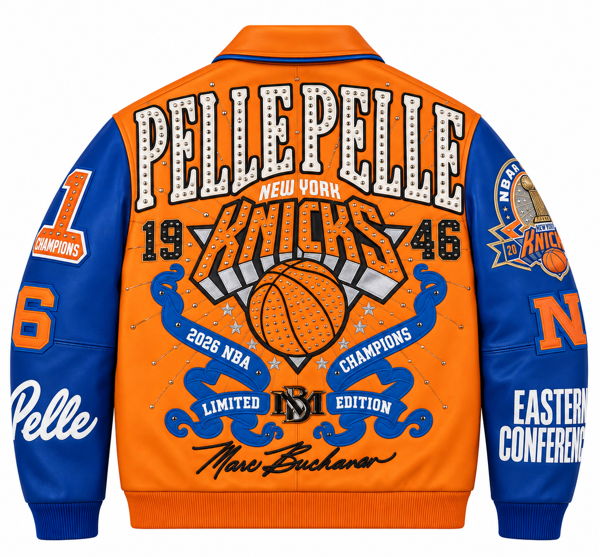Pelle Pelle x Fisll New York Knicks Jacket - Orange / Royal / White