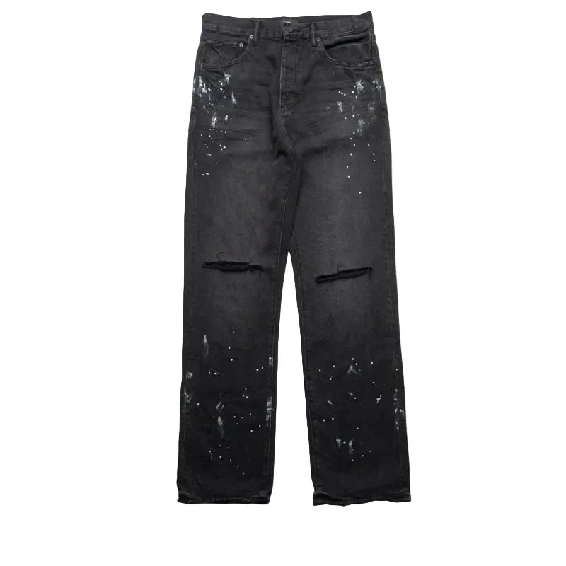 P011 - Knee Slit Paint Splatters