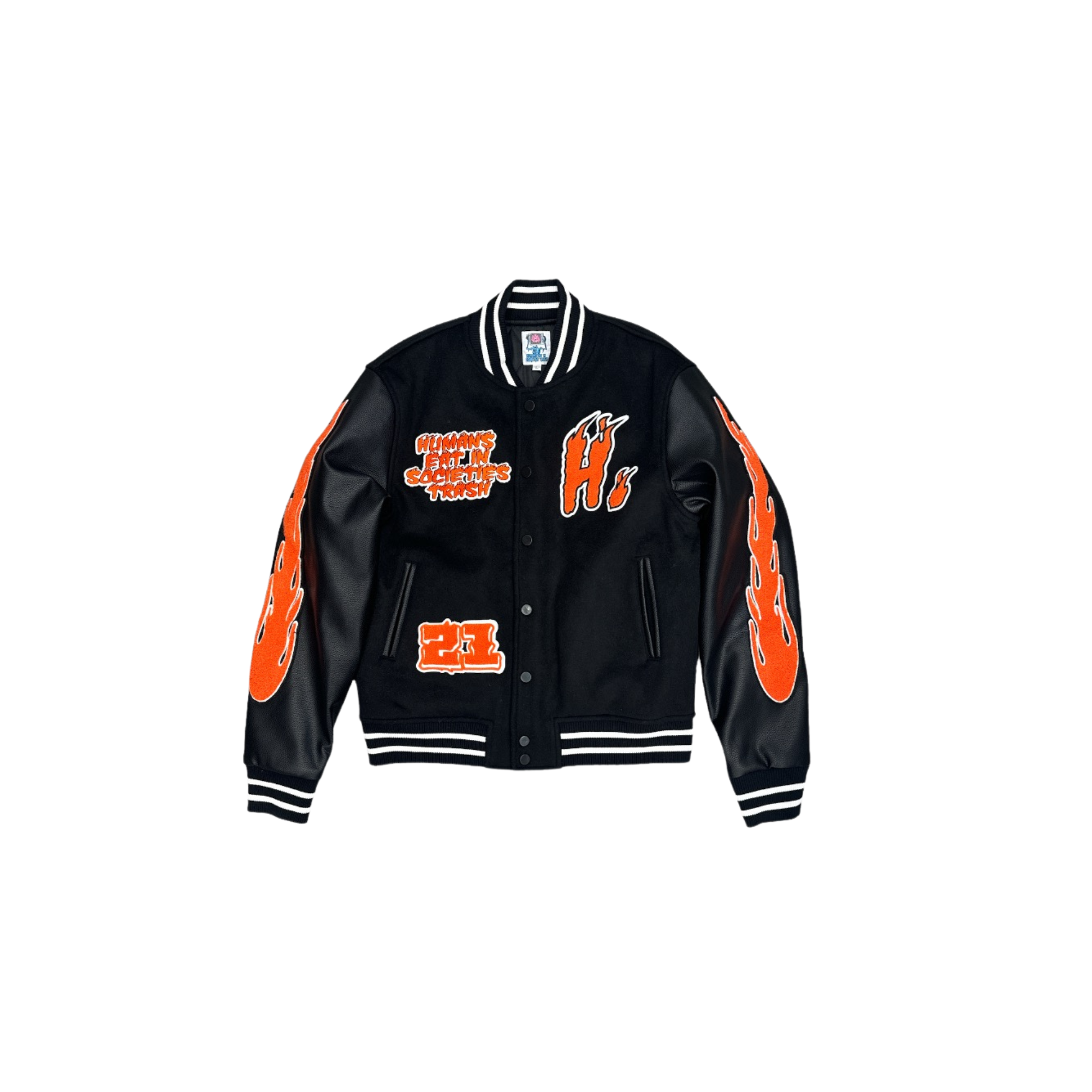 Faceoff Varsity Jacket - Black & Orange