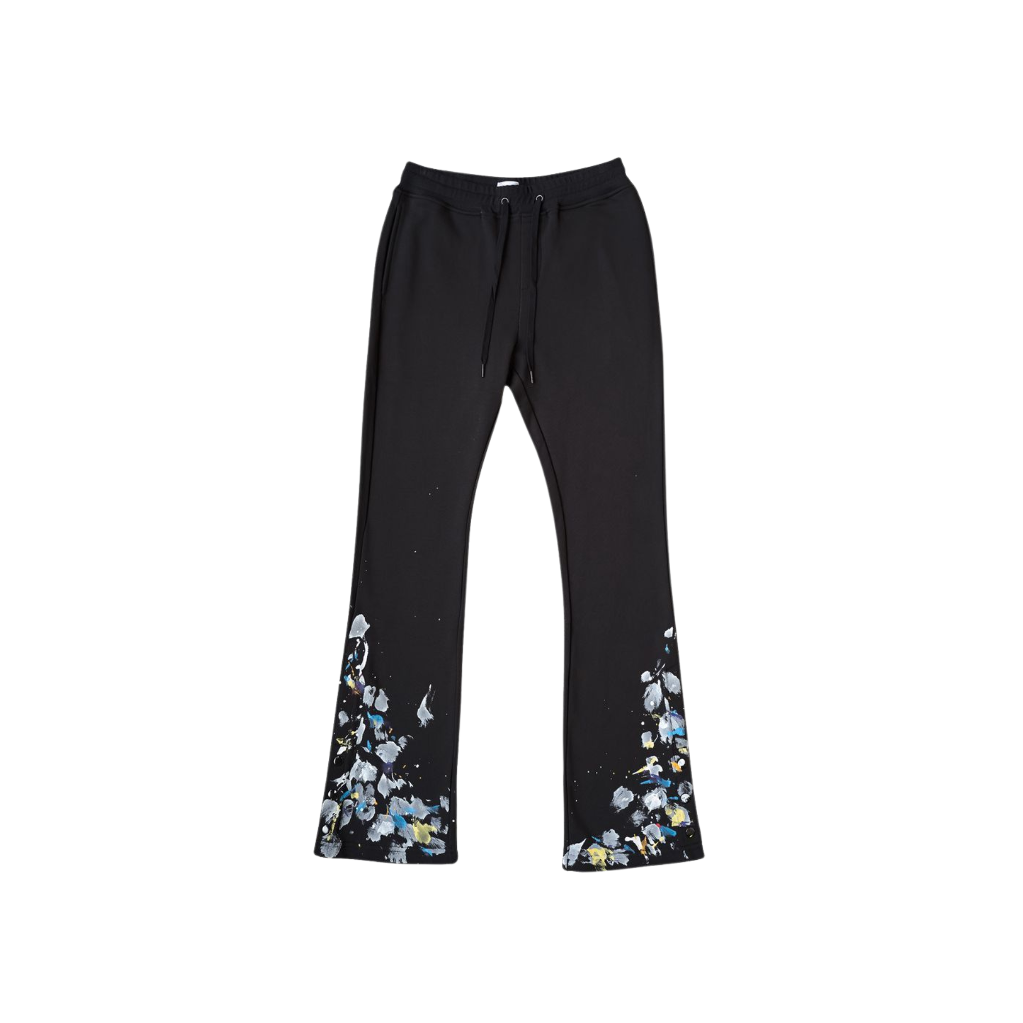 PAINT SNAP FLARED PANTS - Black