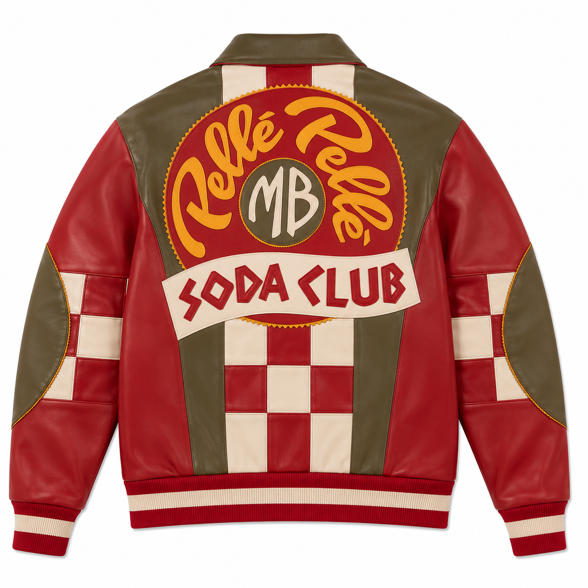 Checkered Soda Club Jacket - Olive / Cabernet / Ivory / Maize