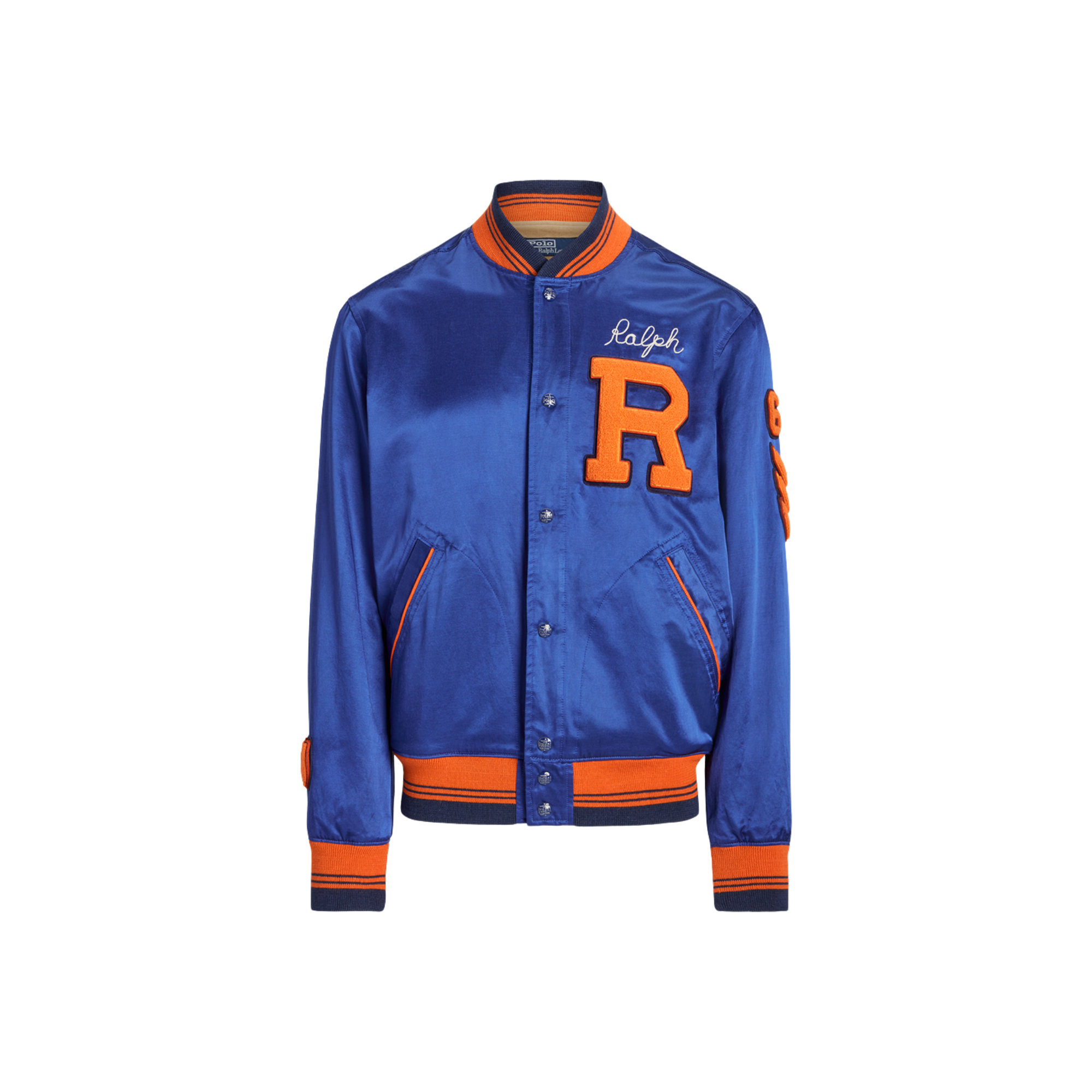 Satin Letterman Jacket - Blue Yacht